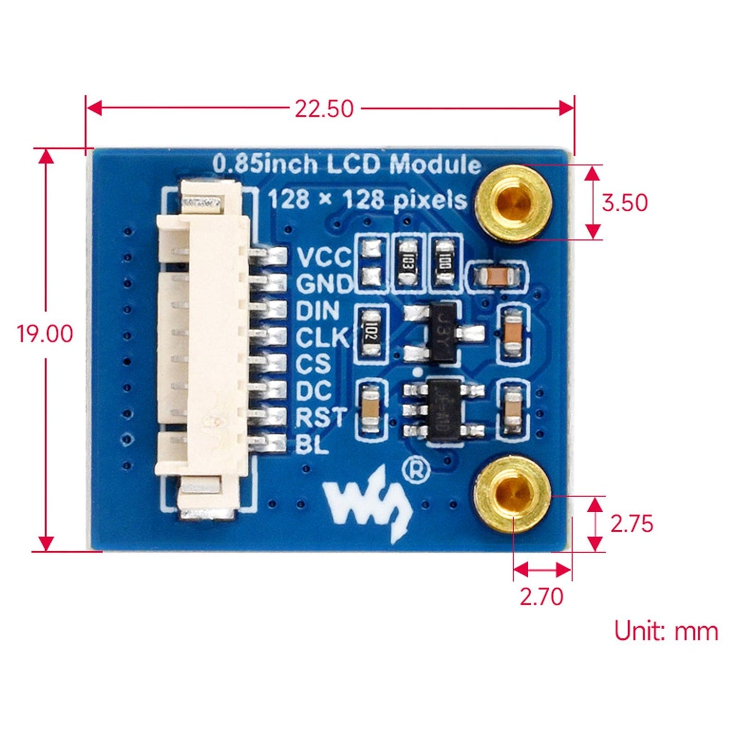 0.85" IPS LCD Display Module (128 x 128)