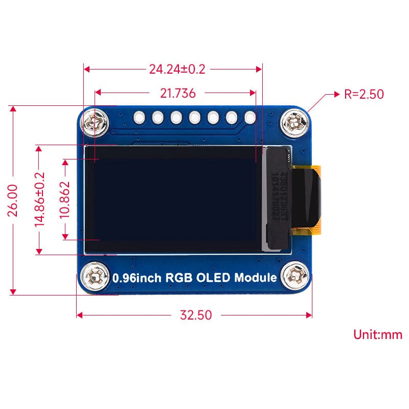 0.96" RGB OLED Display Module (64 x 128)