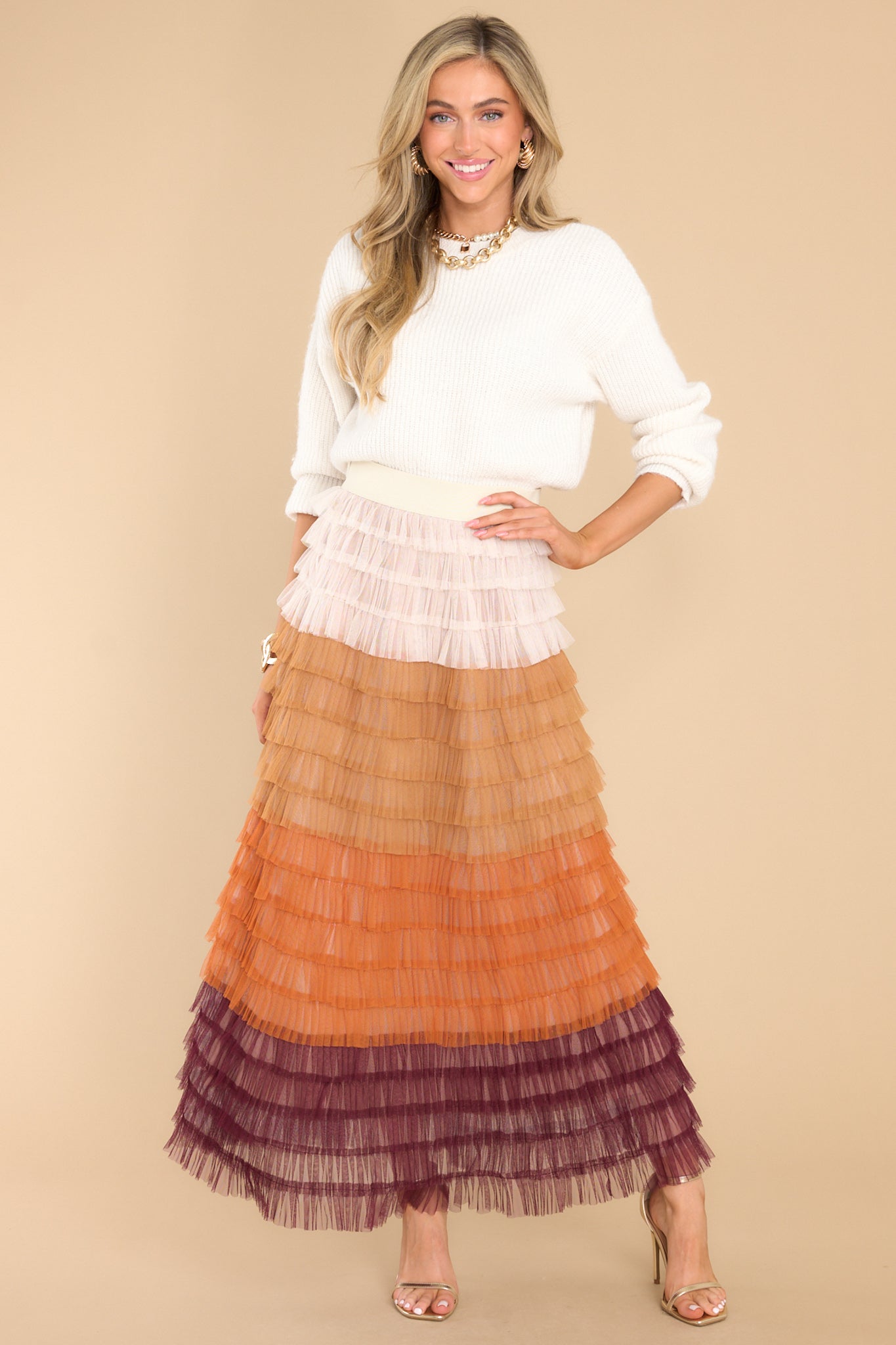 Break Down Walls Dark Rust Maxi Skirt