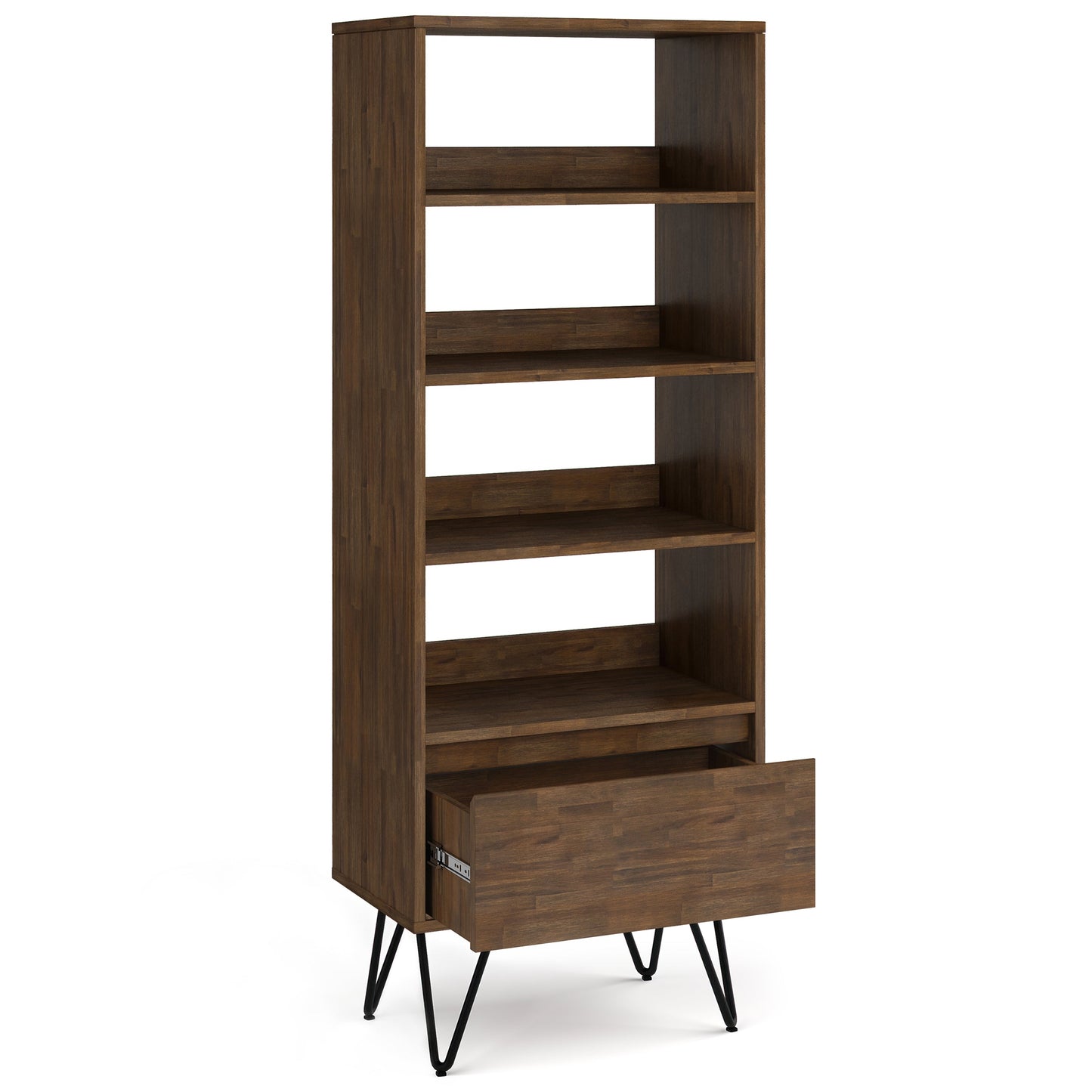 4-Shelf Bookcase with 1 Drawer and Hairpin Legs
