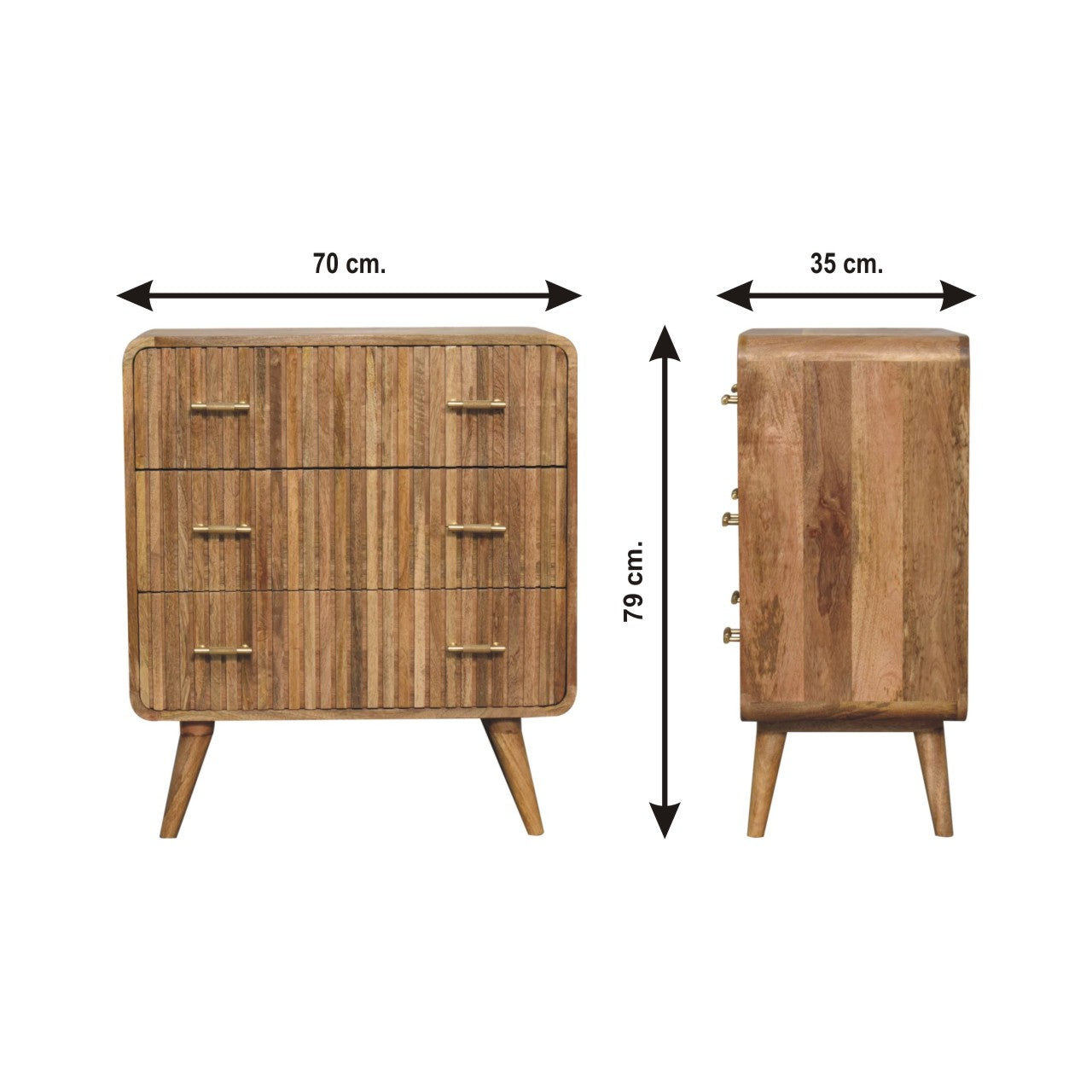 Architect Solid Wood Chest with 3 Drawers and Tapered Legs