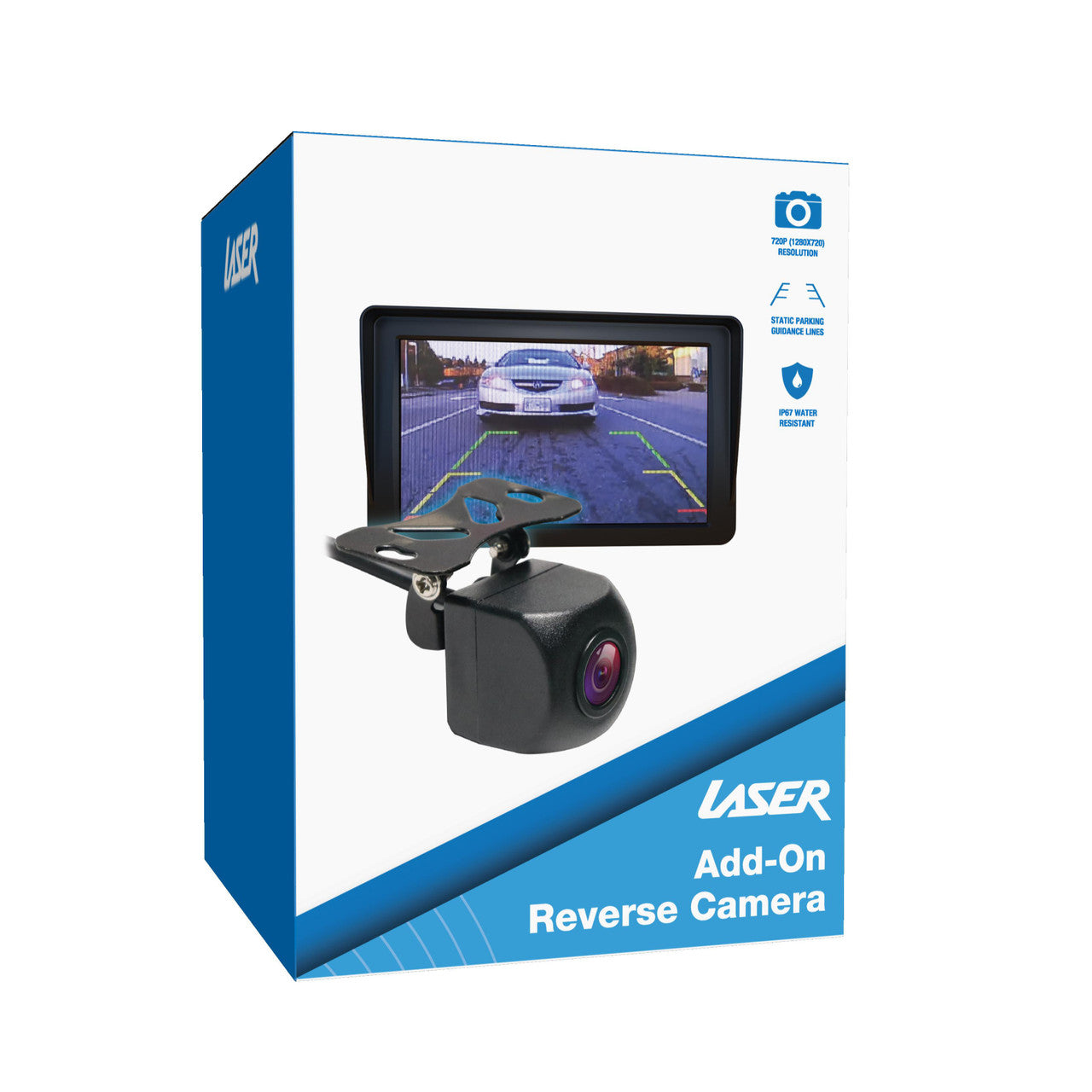 Laser Reversing Camera 720p with Night Vision and Parking Assist (IP67)