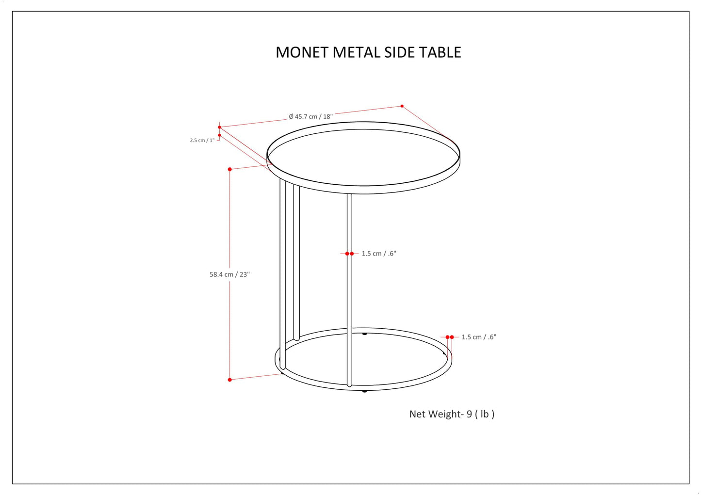18-inch Round Side Table with Tray Top