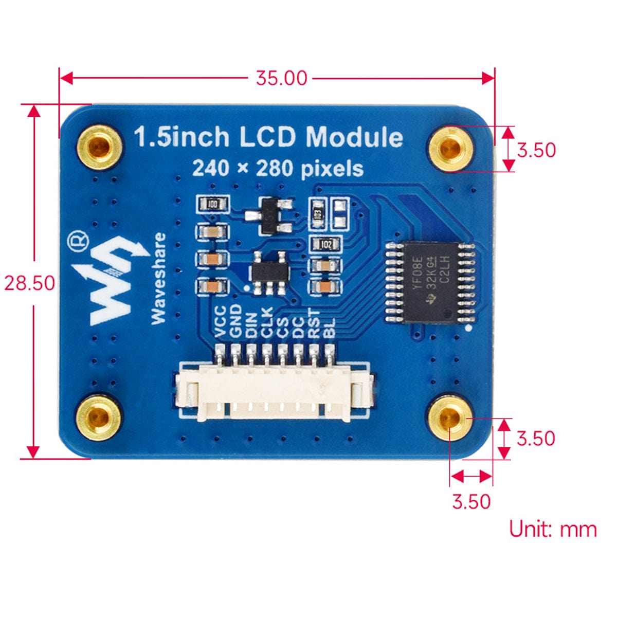 1.5" Rounded IPS LCD Display Module (240 x 280)
