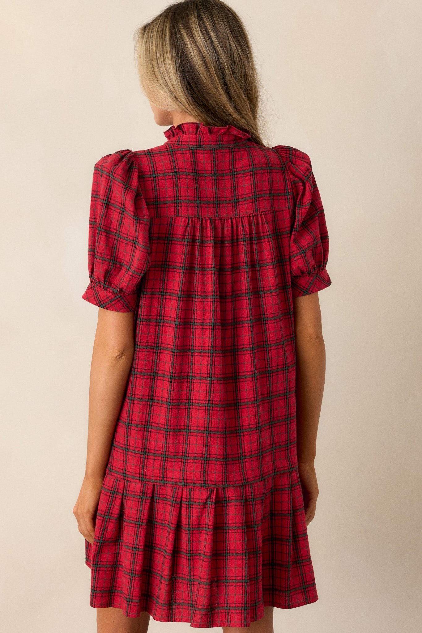 Warmth from Within 100% Cotton Red Plaid Mini Dress