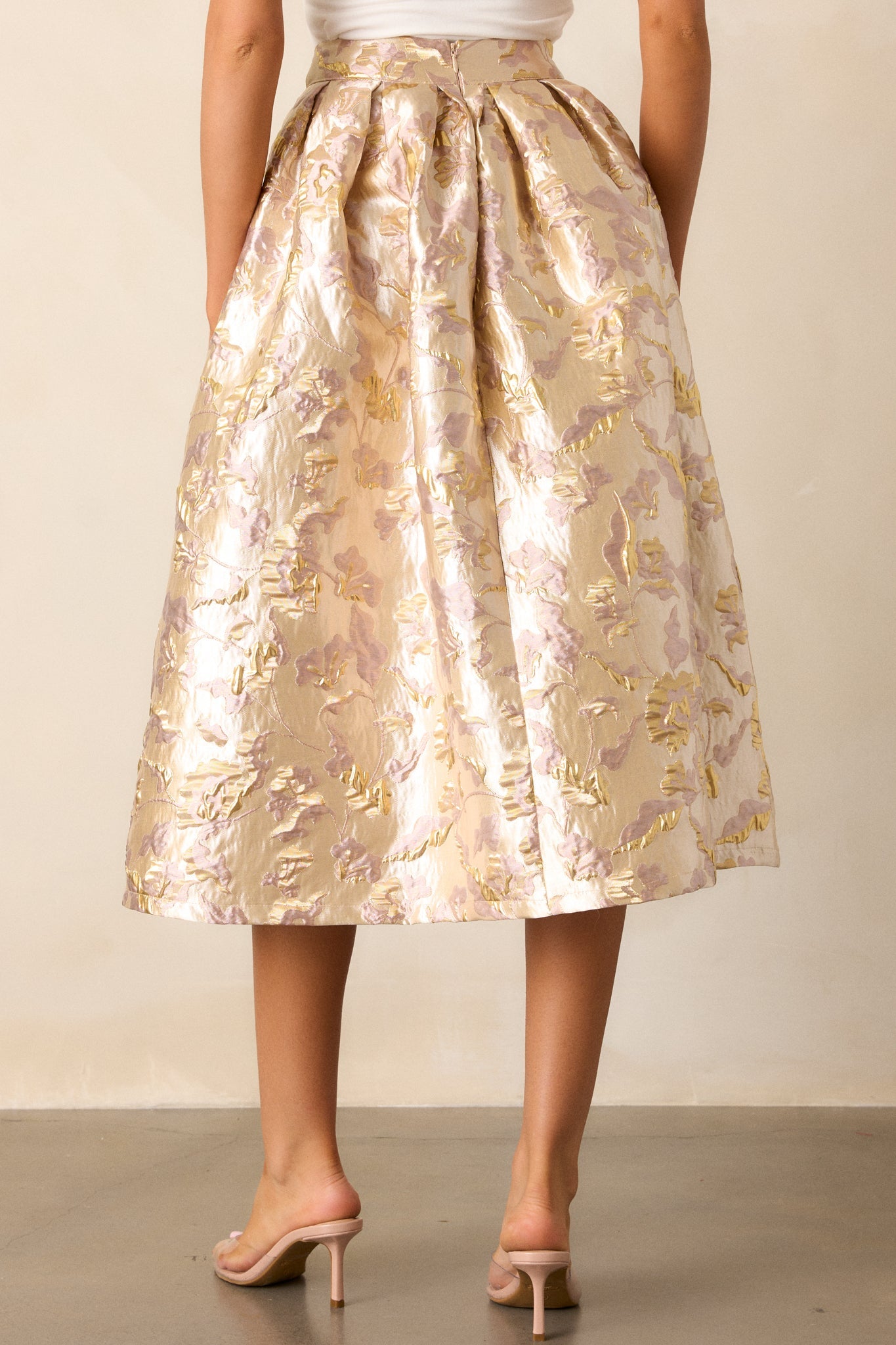 Forever Grateful Gold Jacquard Midi Skirt
