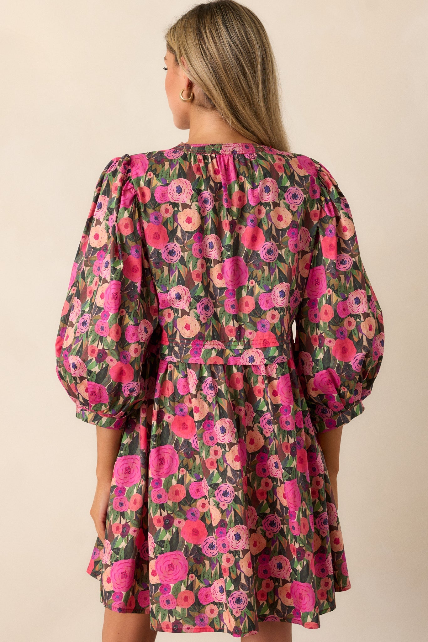 Wandering Hearts 100% Cotton Pink Floral Mini Dress