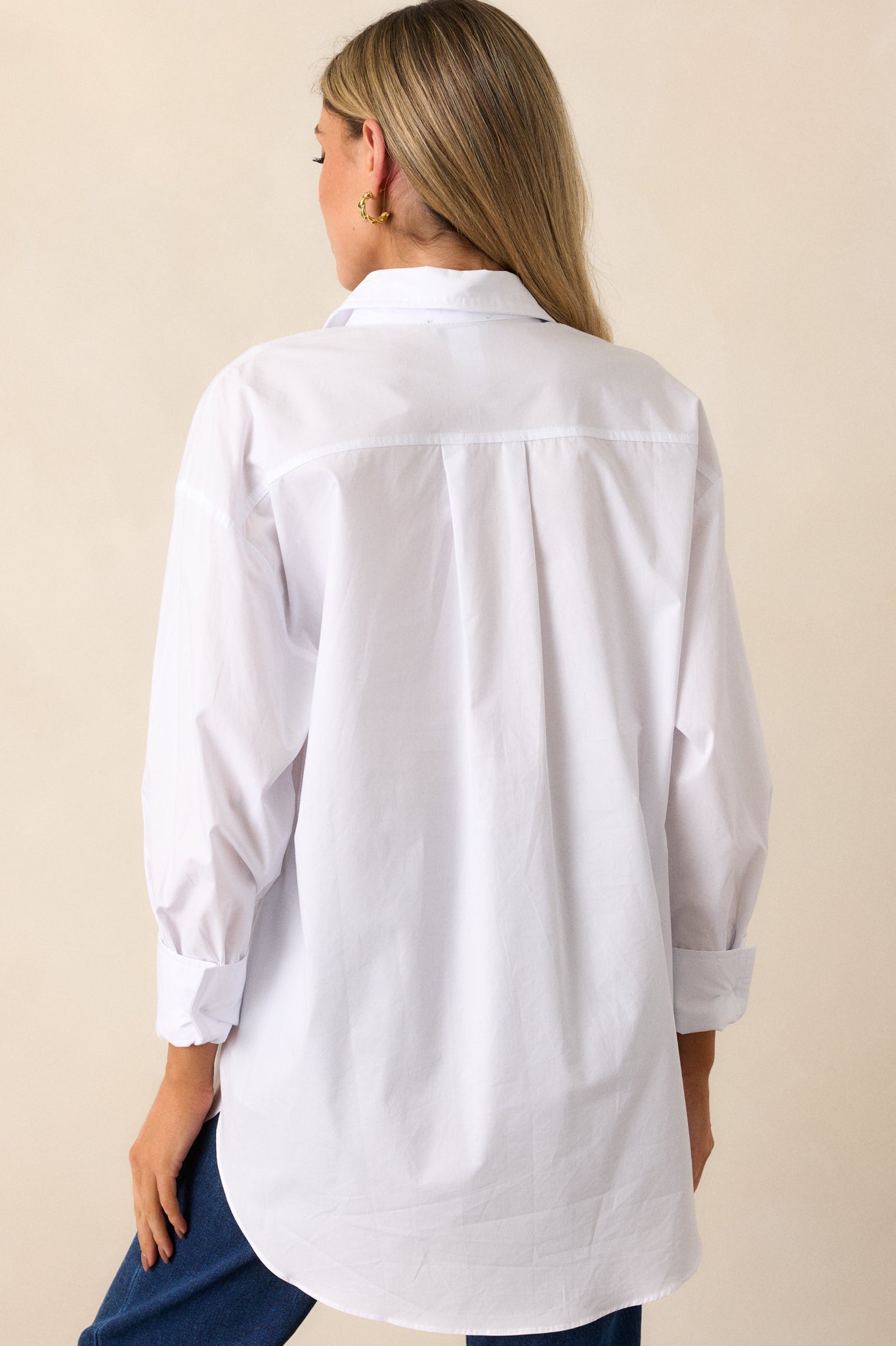 Came Prepared 100% Cotton White Long Sleeve Button Front Top