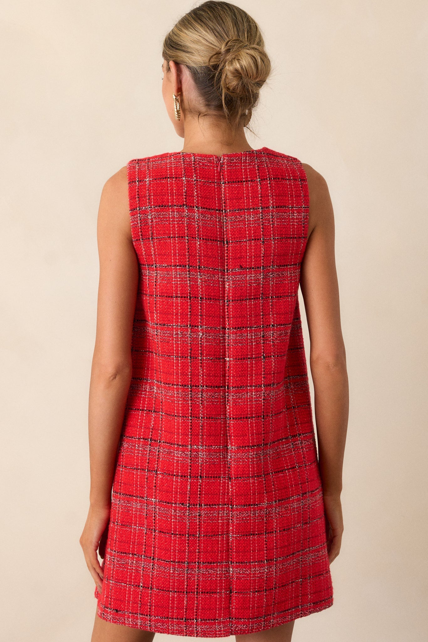 Radiant Spirit Red Tweed Mini Dress