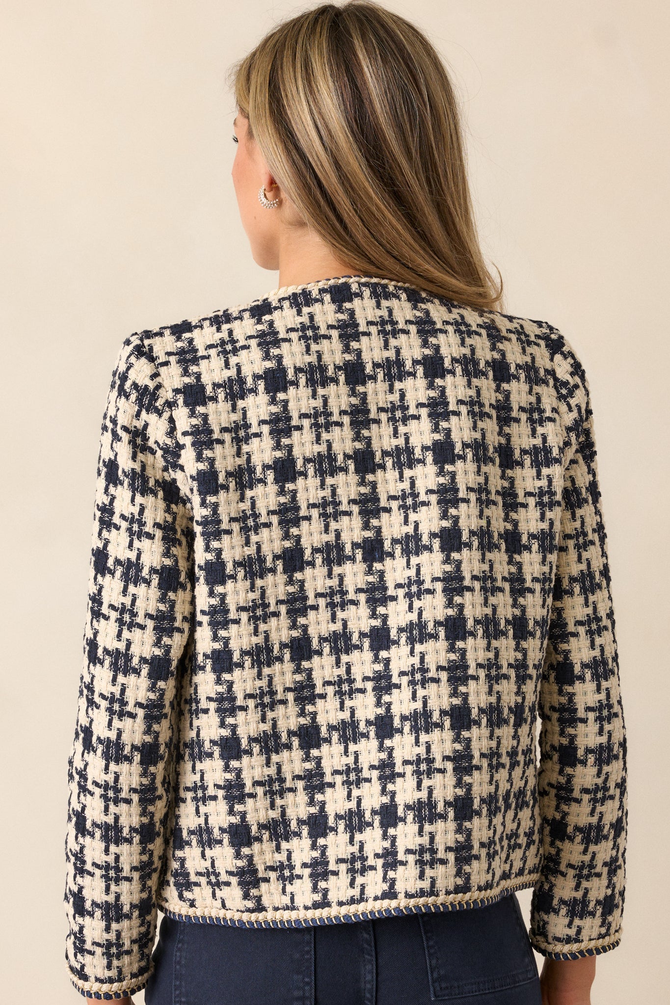 Starlit Pathways Navy Houndstooth Tweed Jacket
