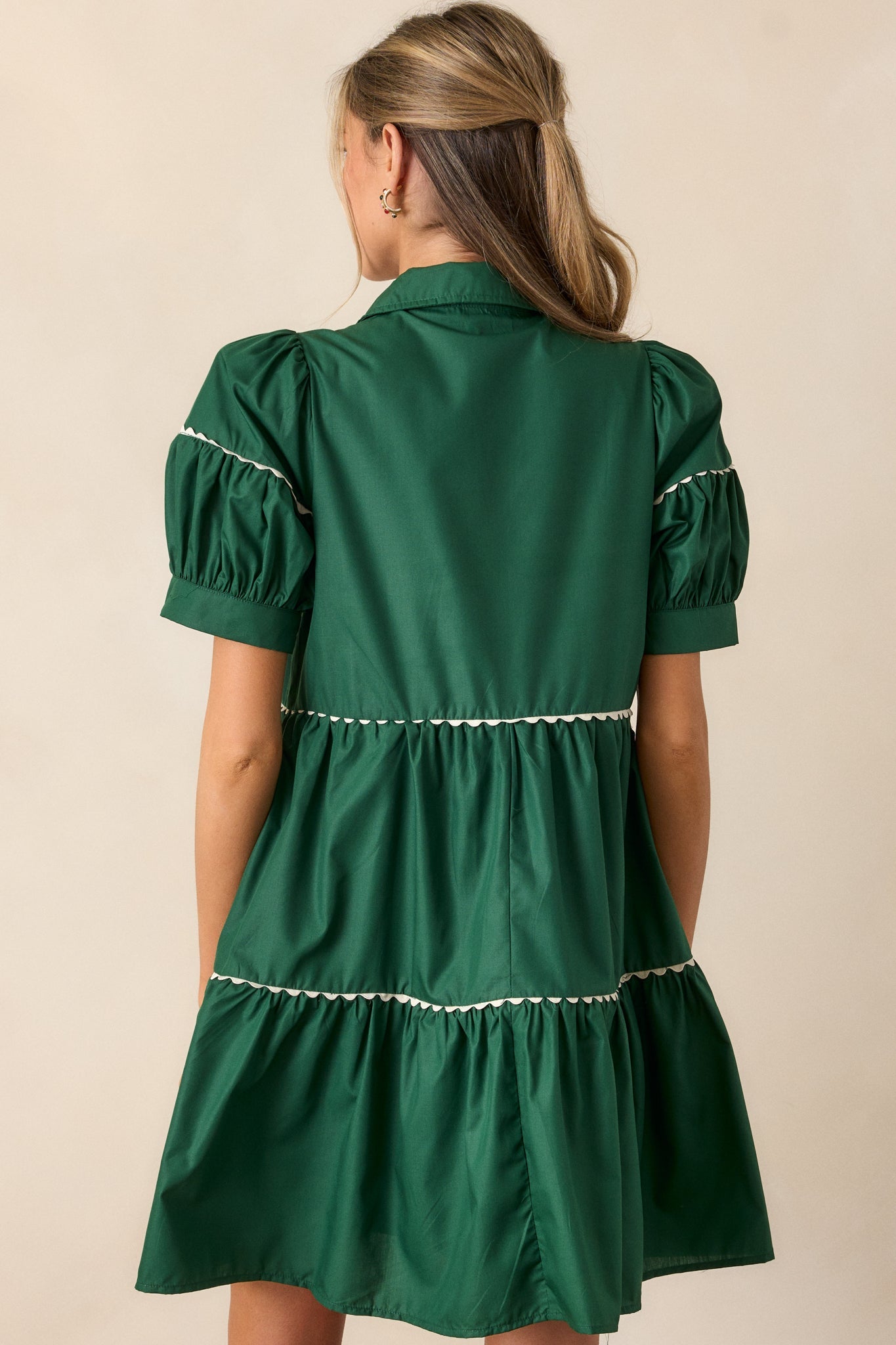 Now Or Never Emerald Puff Sleeve Mini Dress