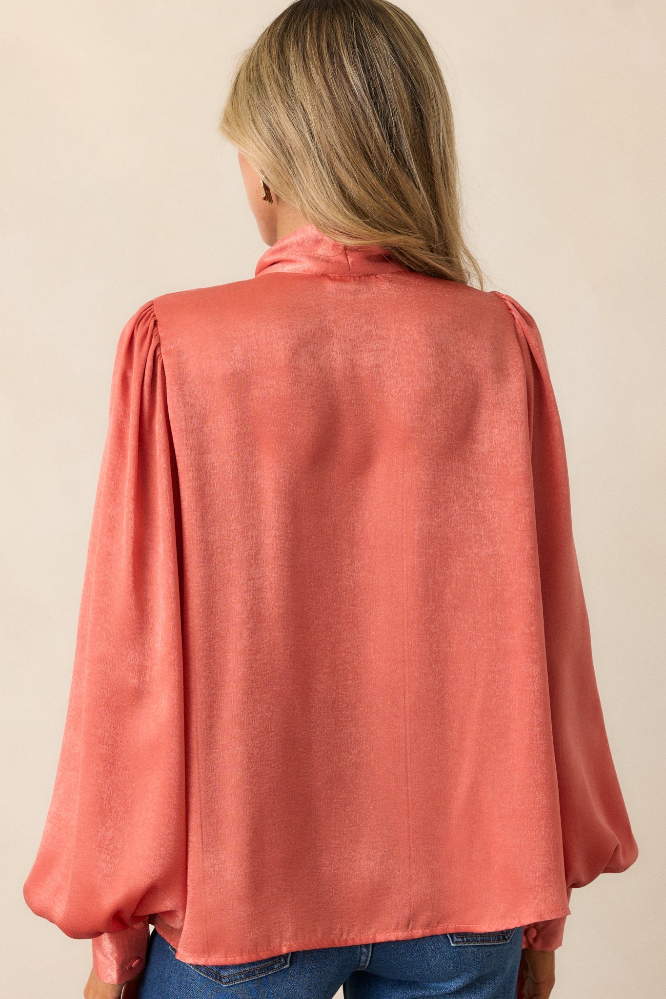 I'm In Charge Pink Coral Tie Neck Top