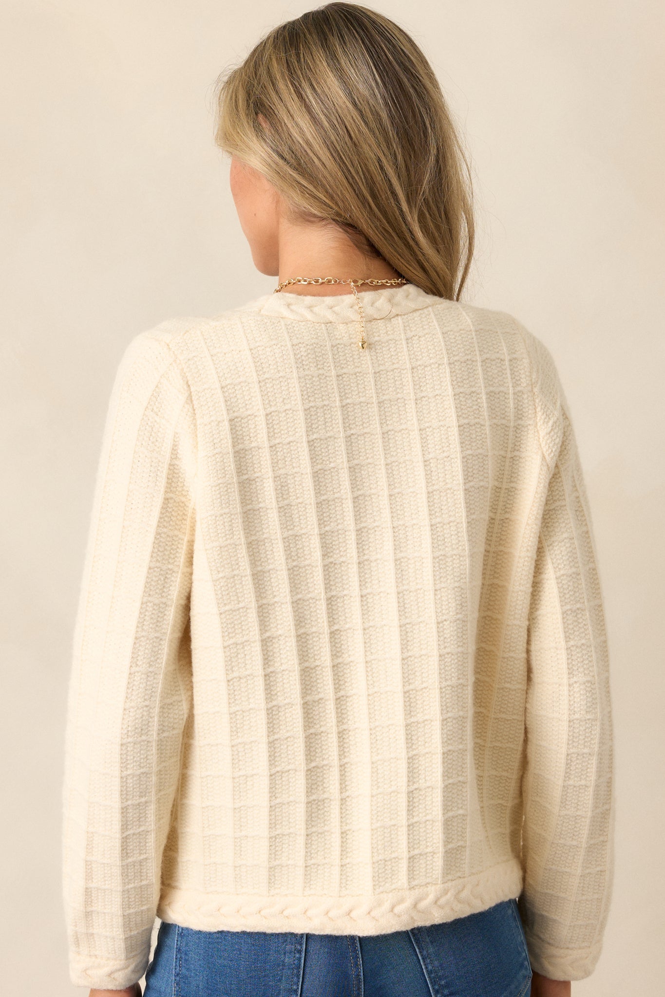 Quiet Days Ivory Cable Knit Cardigan
