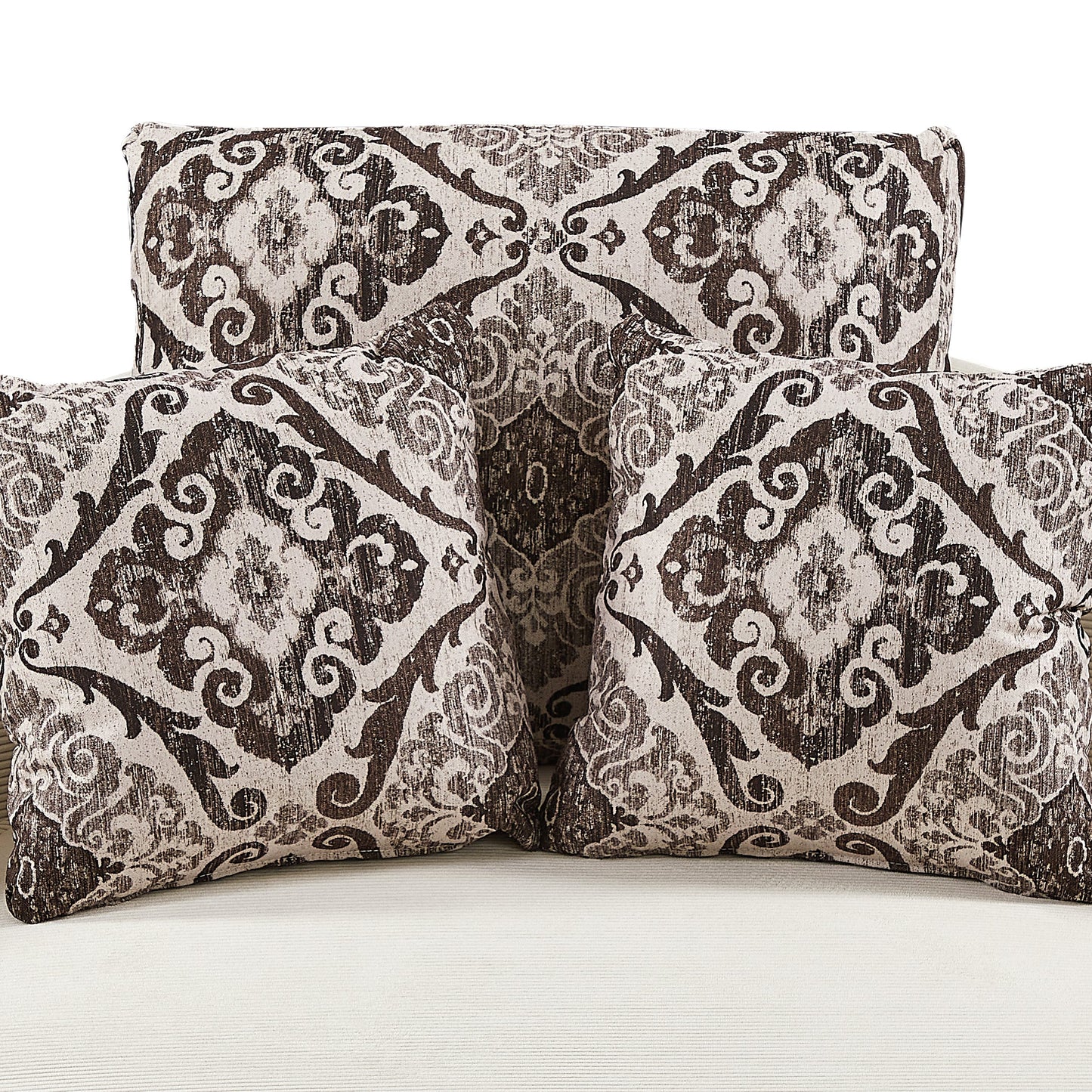 Upholstered Swivel Barrel Chair with 5 Movable Pillows and Metal Base
