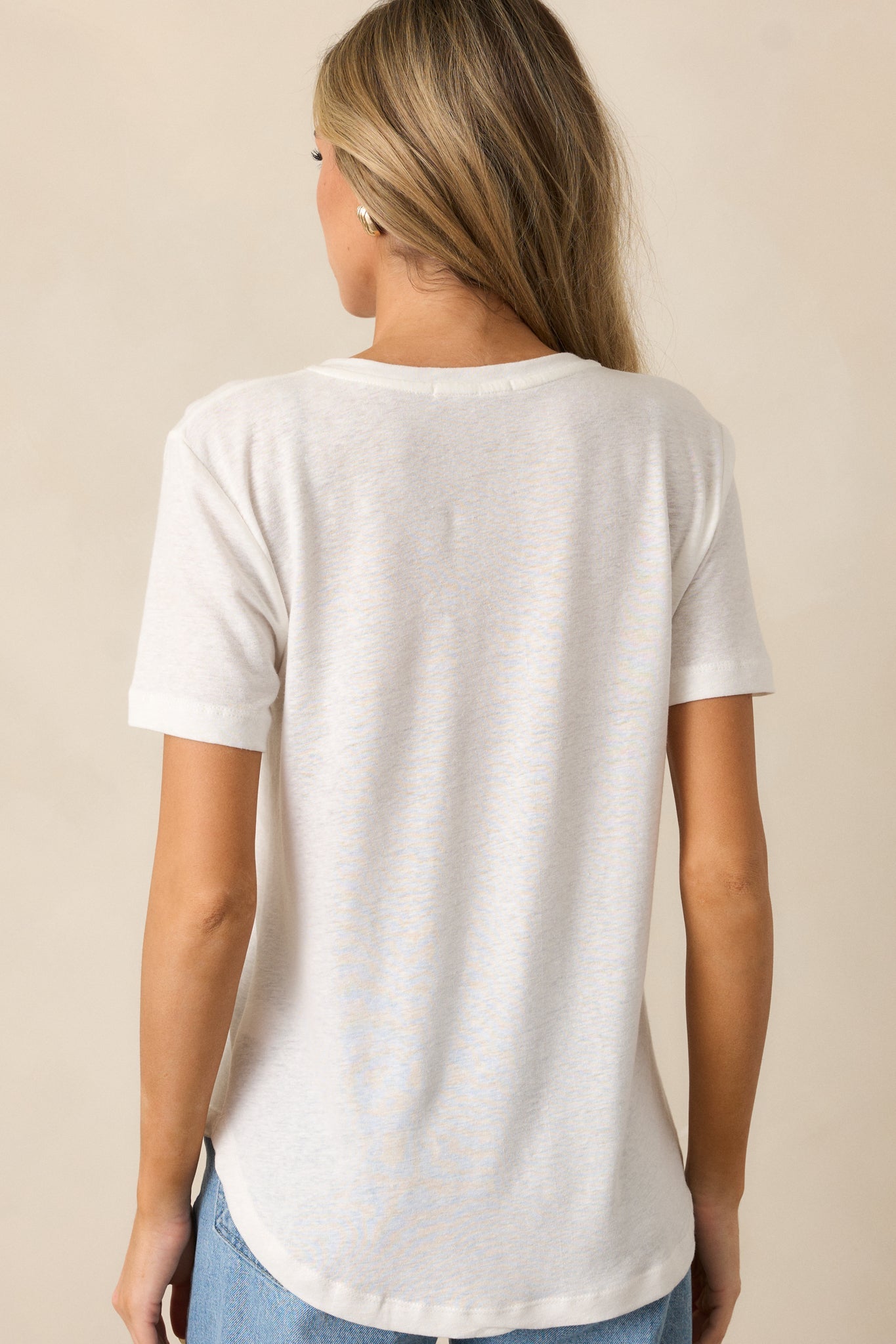 All The Way Ivory V-Neckline Washed Tee