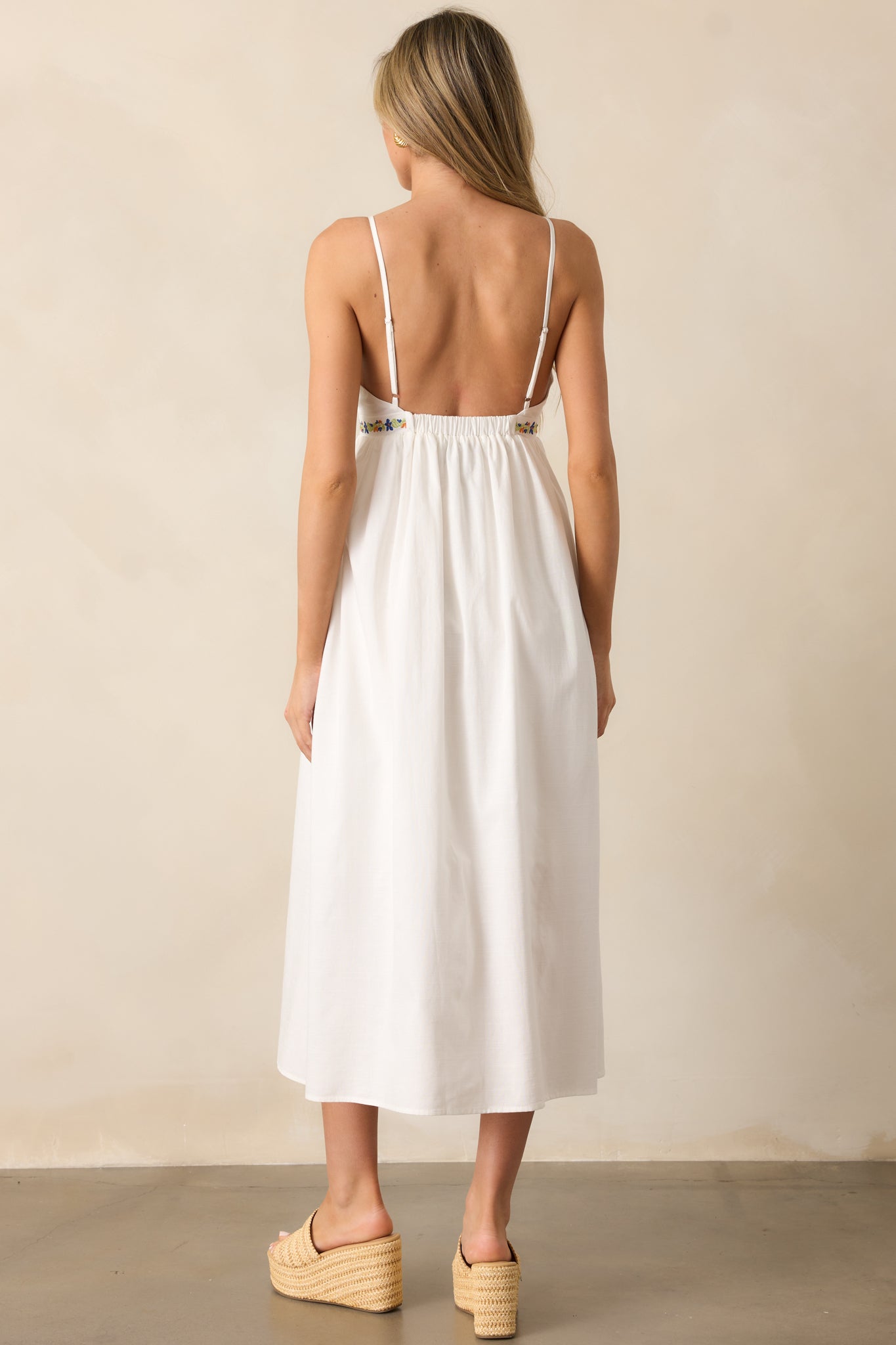 MINKPINK Elini Ivory Embroidered Midi Dress