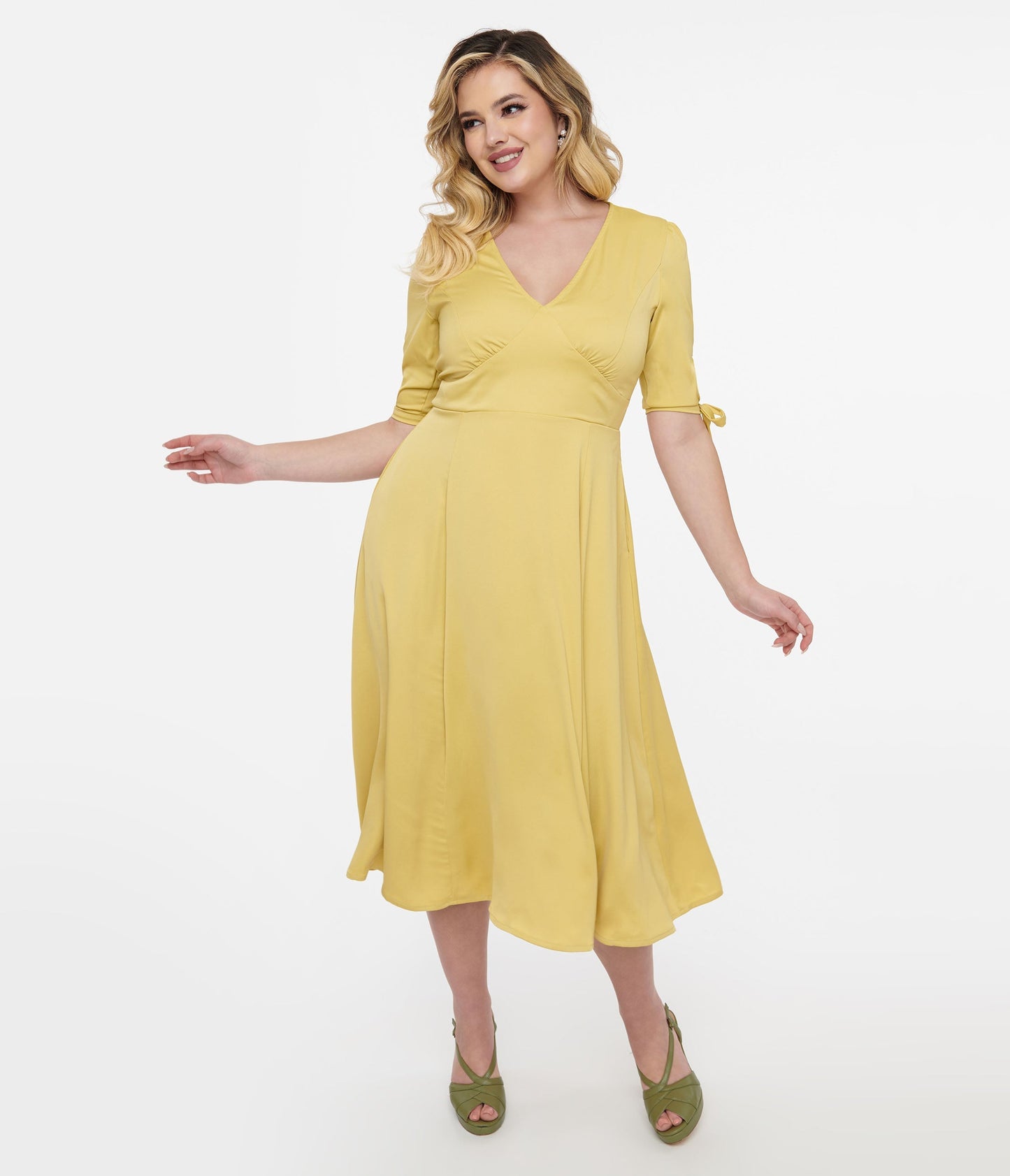1940s Yellow Bella Swing Dress