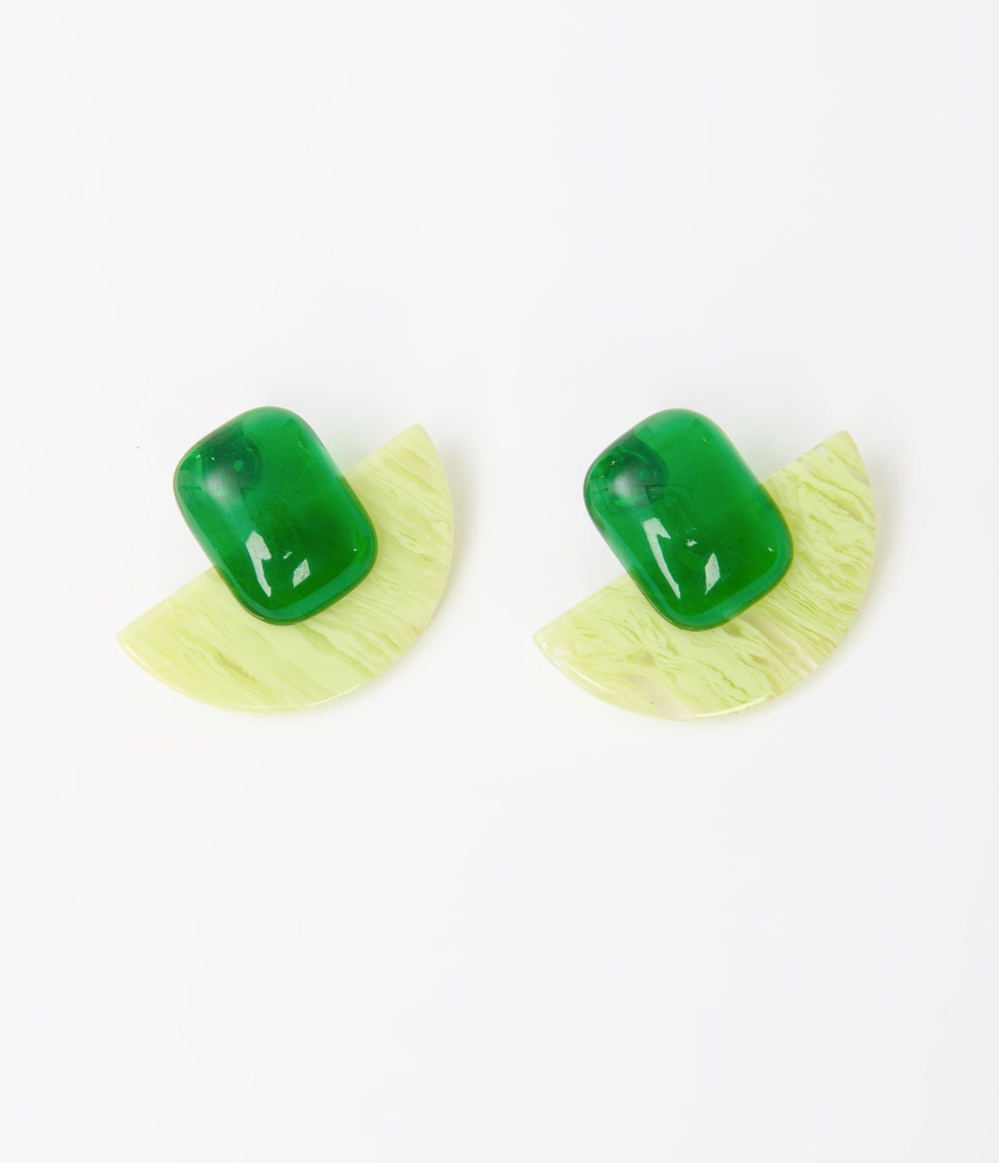 1960s Green Geometric Earrings