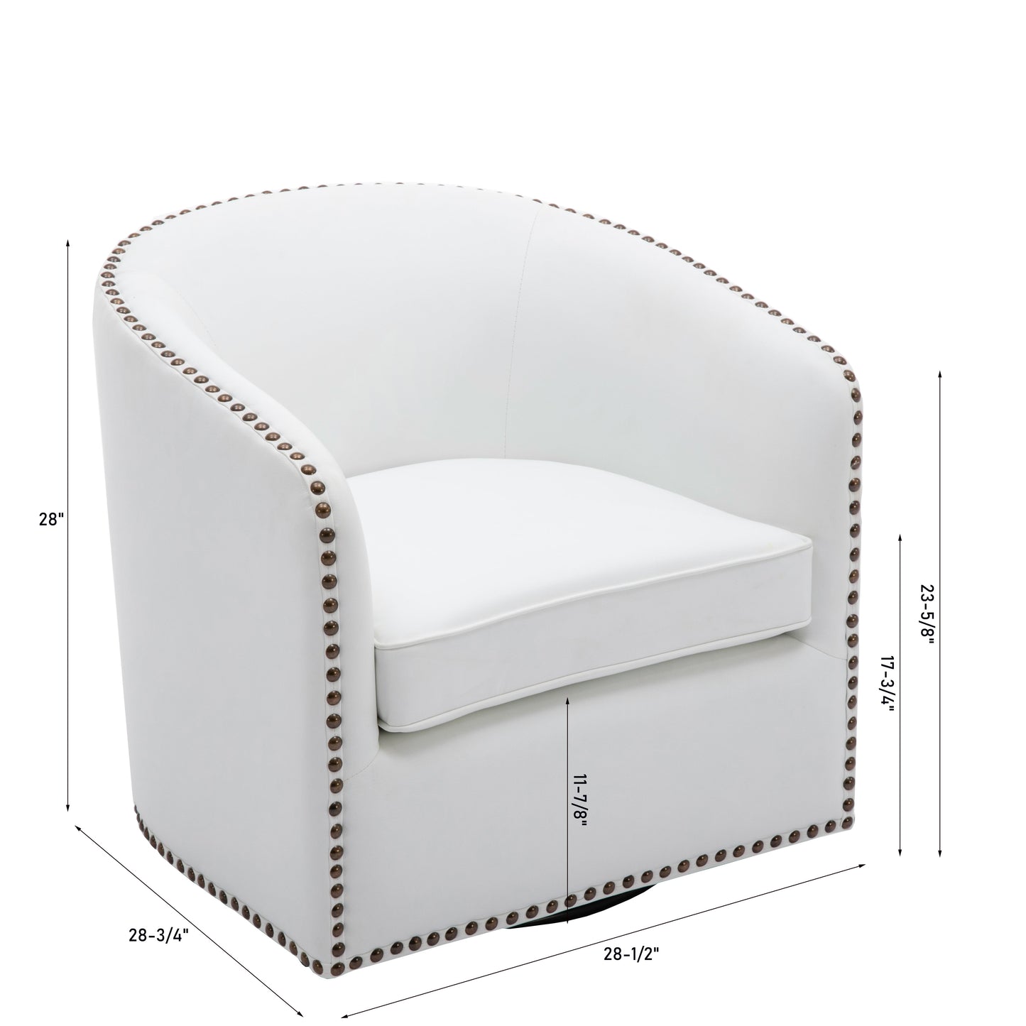 Upholstered Swivel Chair with Sloped Arms, Nailhead Trim and Tight Back
