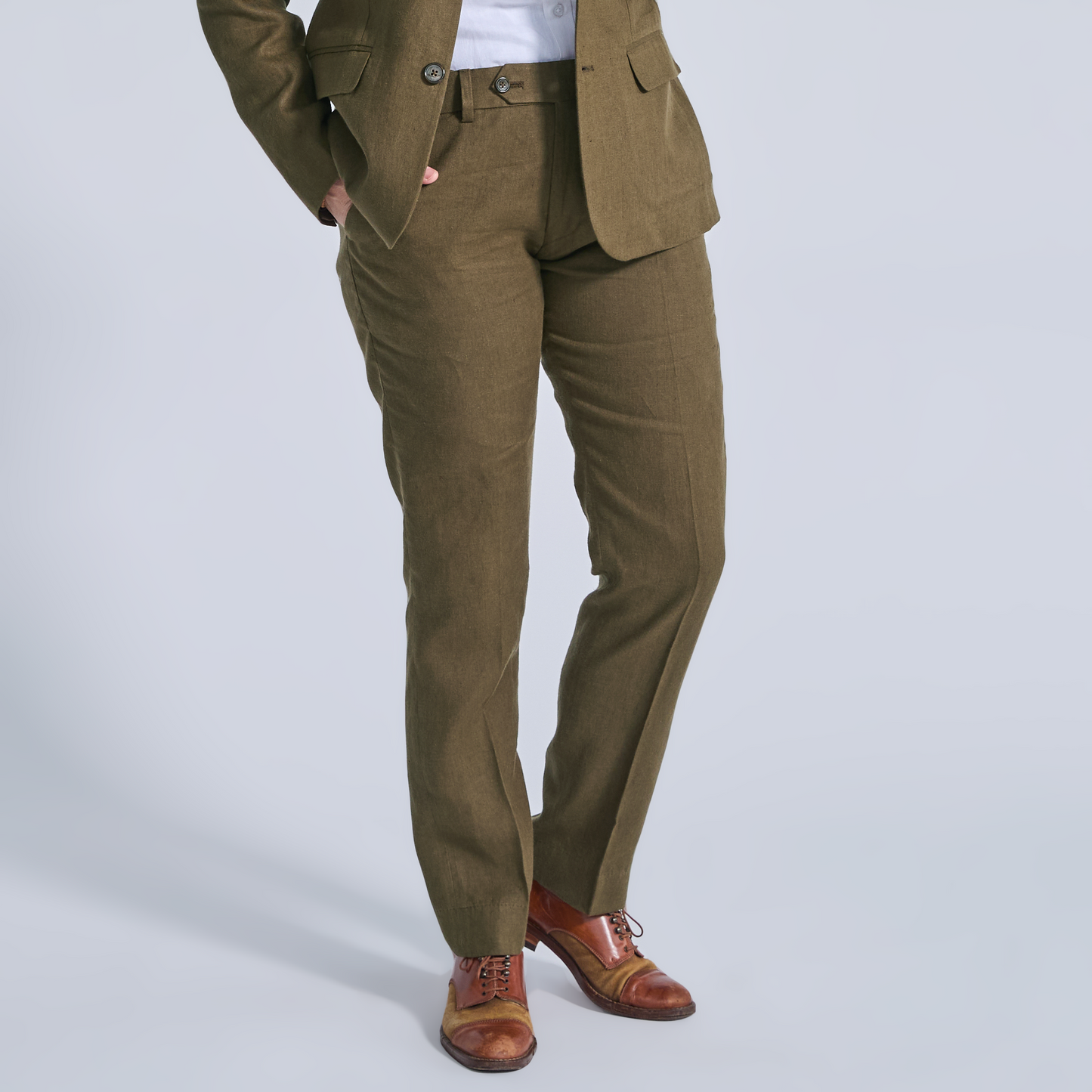 Deep Moss Linen Dress Pants