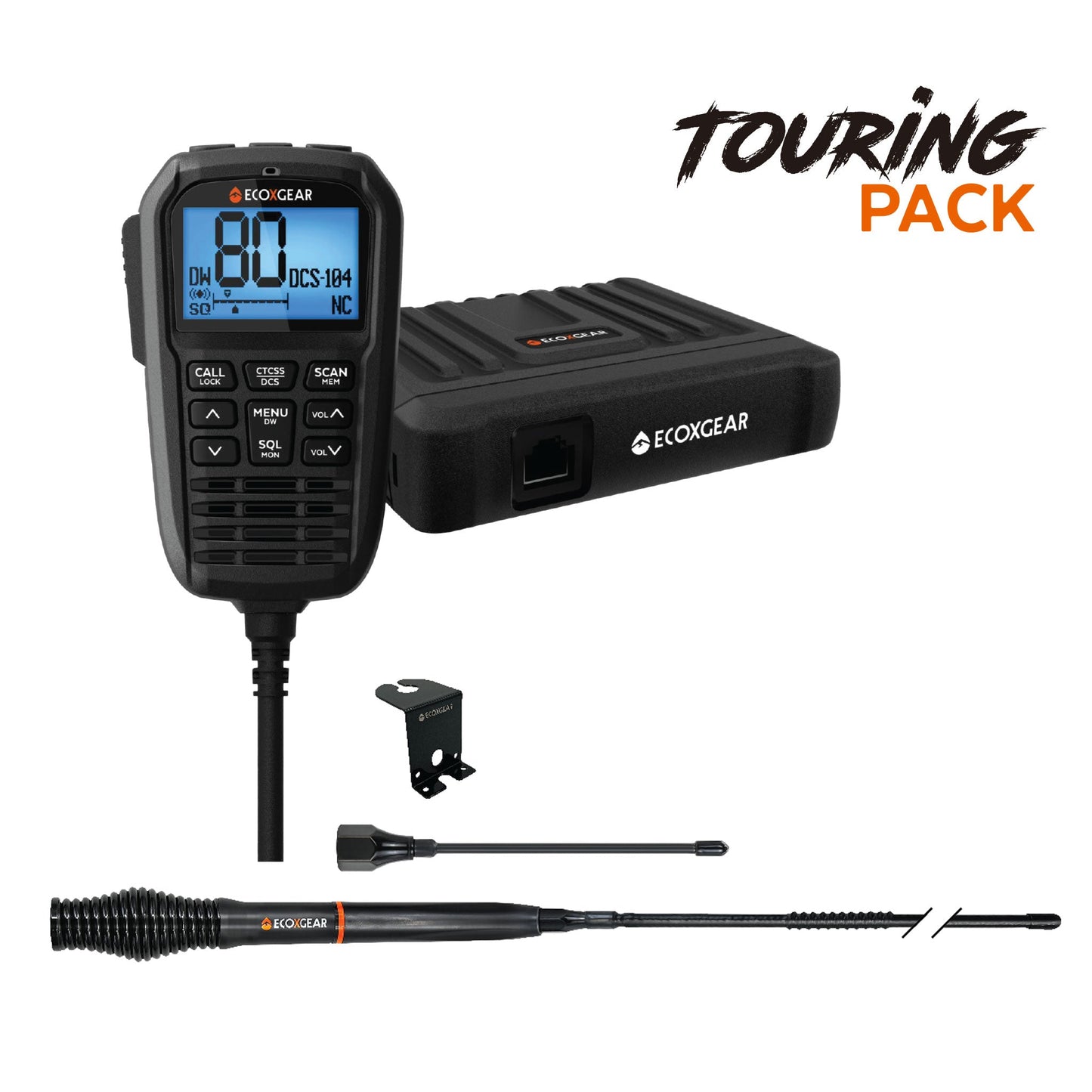 EcoXgear Touring Pack 5-Watt Compact UHF Handheld CB Radio with Multi-Colour LCD Display Mic EXG3000-TPK