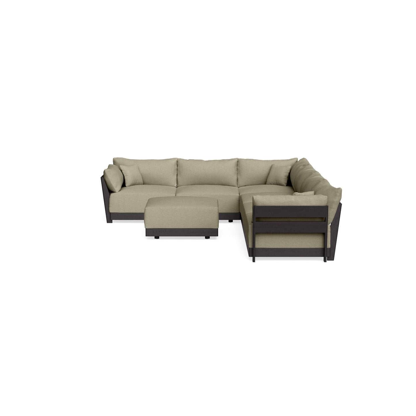 Modular Bondi Black 6-Seater Corner Sectional + Ottoman in Cappuccino | Classic Blend