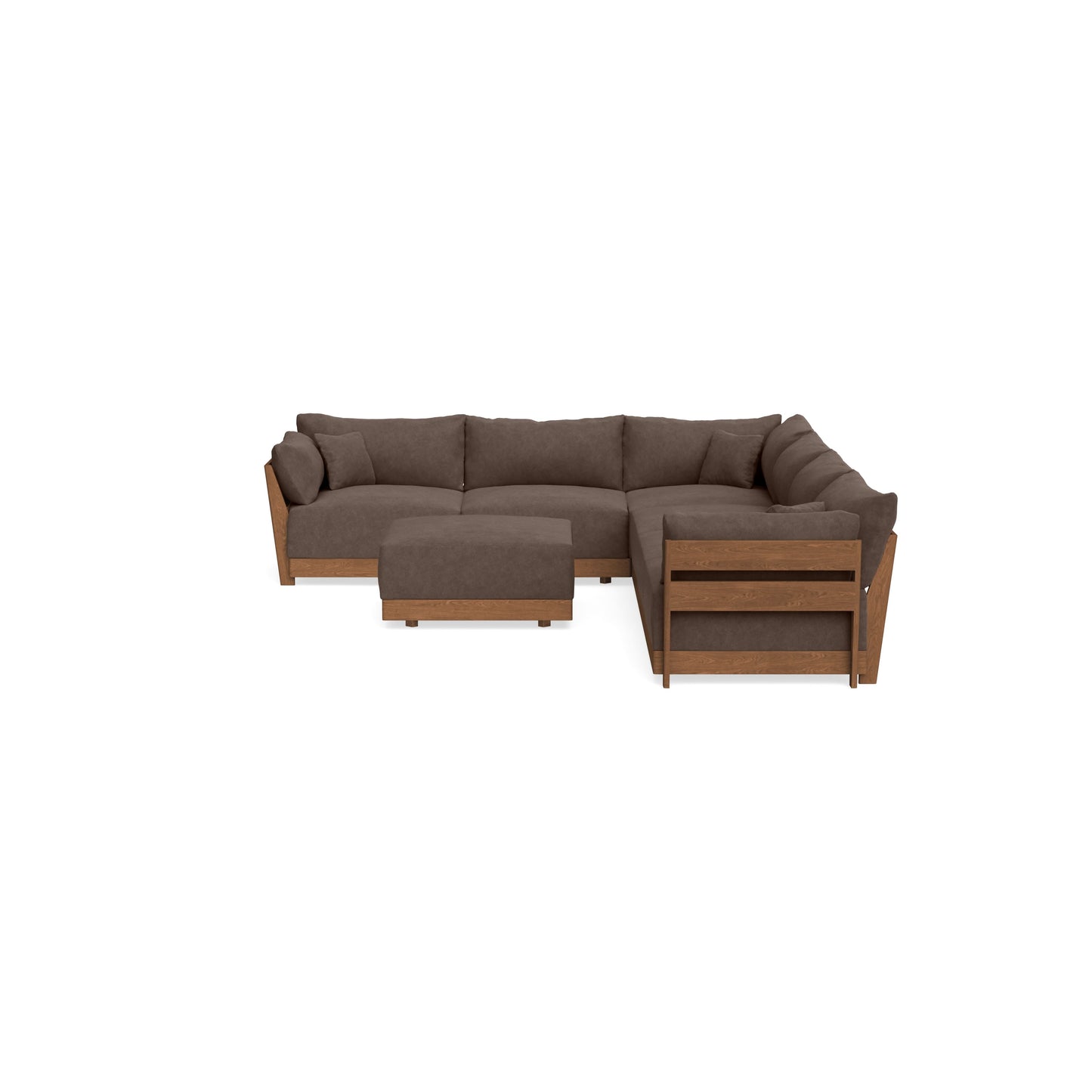 Modular Bondi Espresso 6-Seater Corner Sectional + Ottoman in Chocolate | Memory Foam Blend