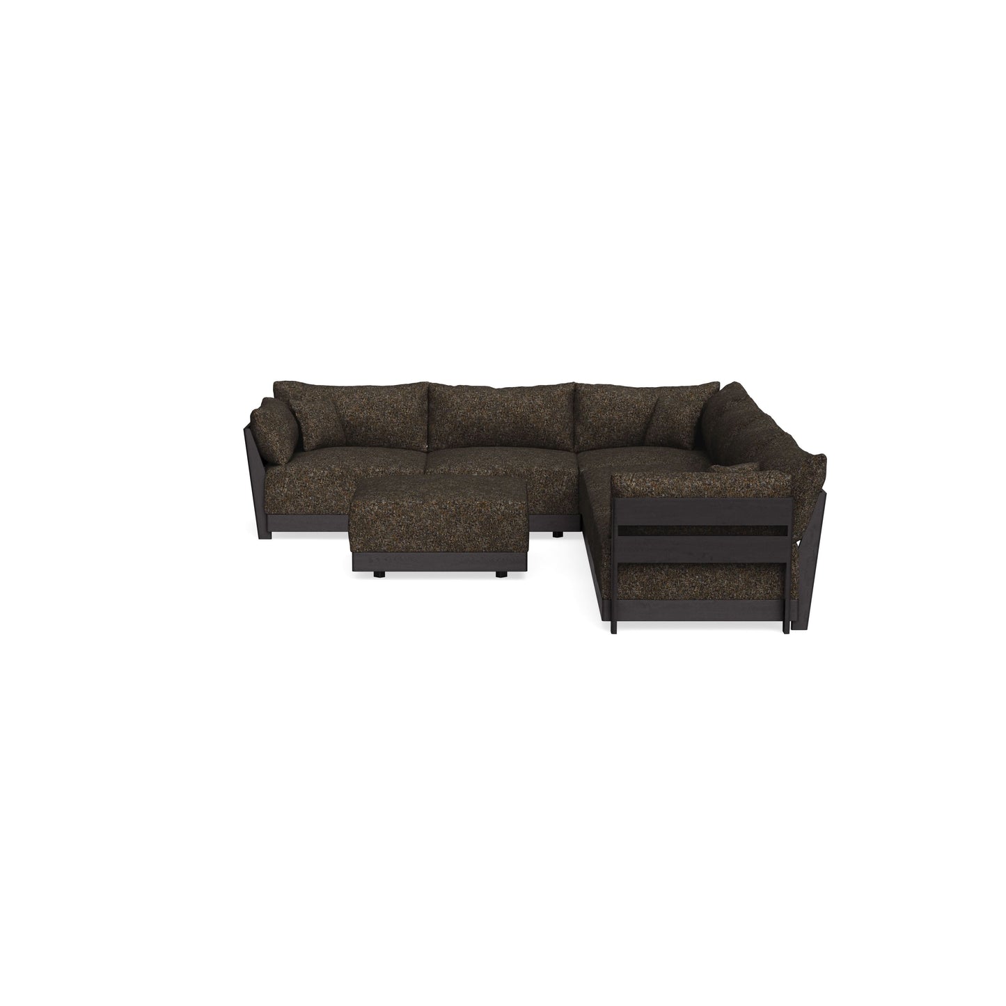 Modular Bondi Black 6-Seater Corner Sectional + Ottoman in Phantom | Memory Foam Blend