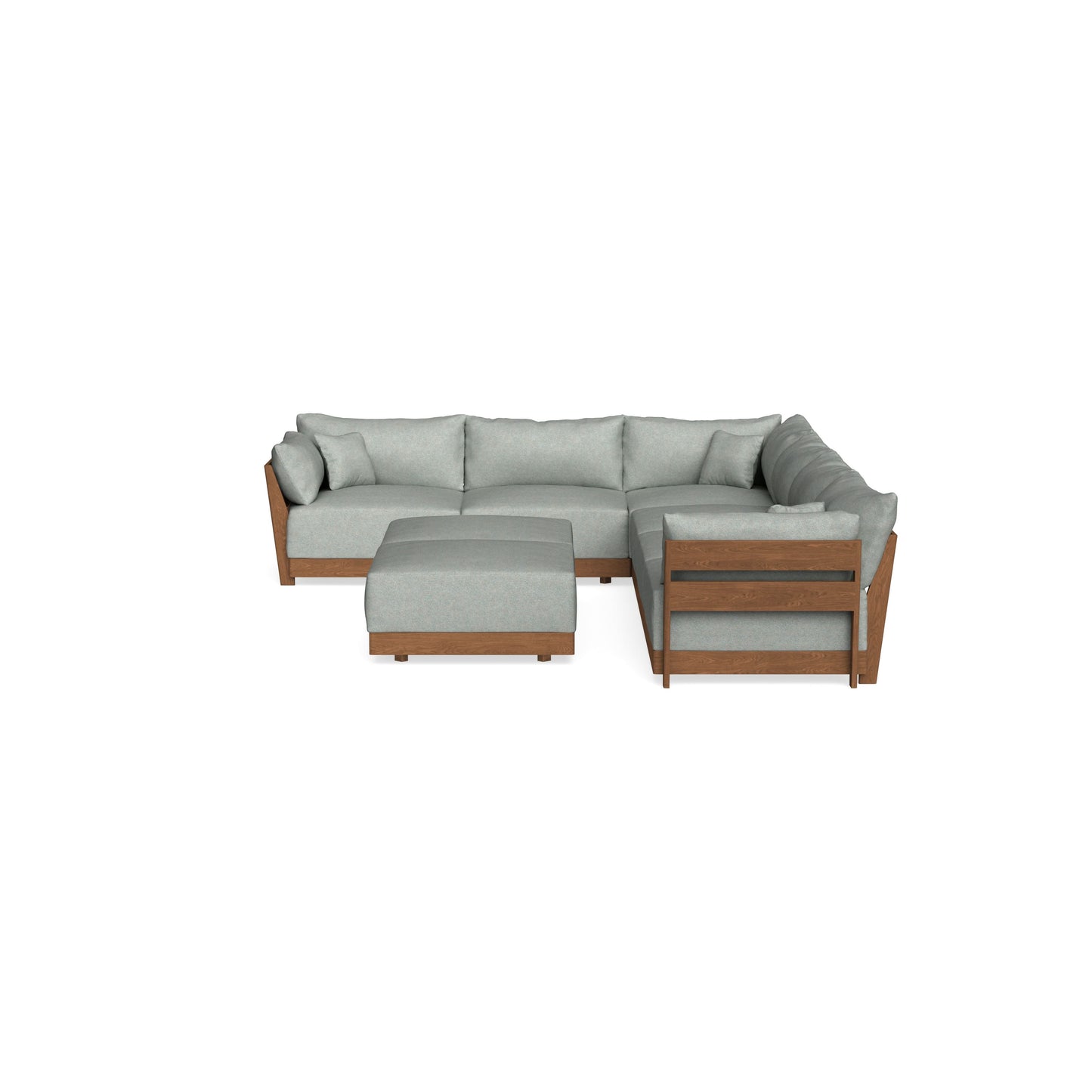 Modular Bondi Espresso 6-Seater Corner Sectional + Bench Ottoman in Spa | Classic Blend