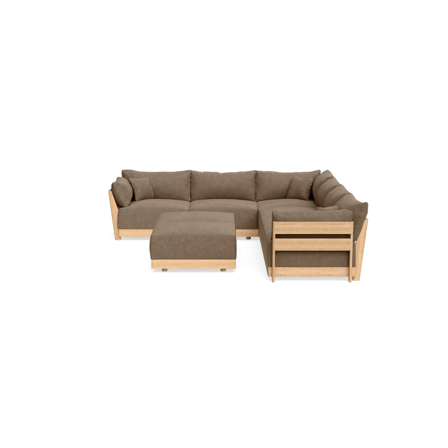 Slipcover Only - Modular Bondi 6-Seater Corner Sectional + Bench Ottoman in Coffee