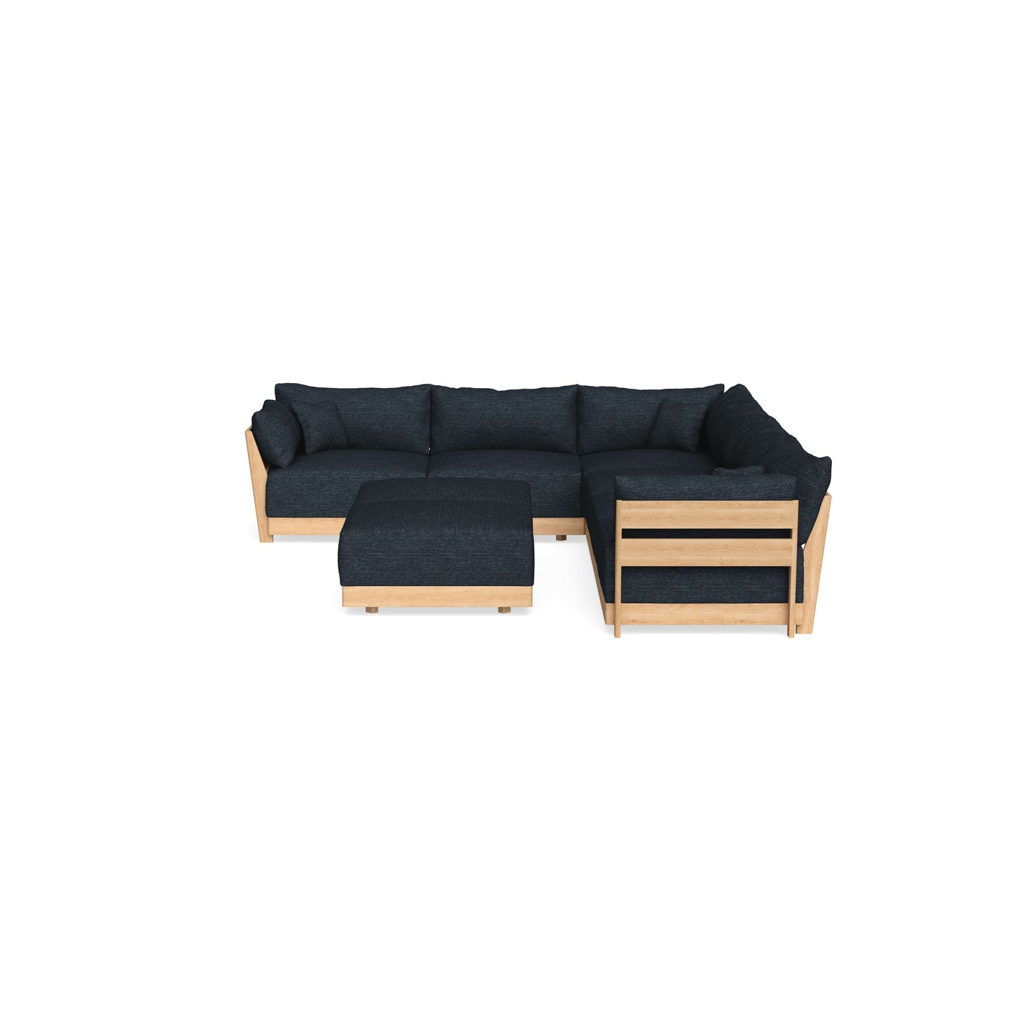 Slipcover Only - Modular Bondi 6-Seater Corner Sectional + Bench Ottoman in Baltic Blue