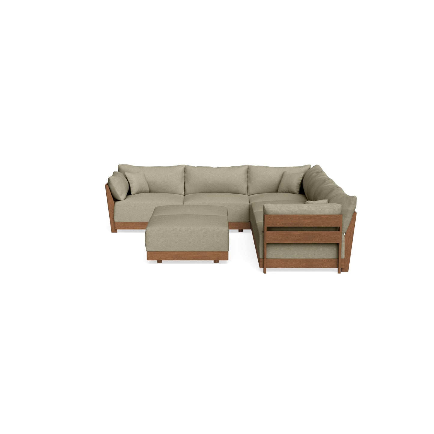 Modular Bondi Espresso 6-Seater Corner Sectional + Bench Ottoman in Cappuccino | Memory Foam Blend
