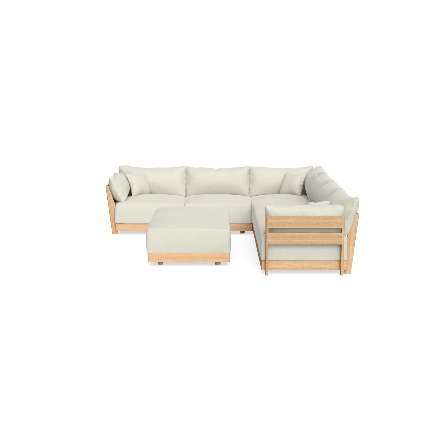 Slipcover Only - Modular Bondi 6-Seater Corner Sectional + Bench Ottoman in Eggshell