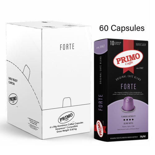 Primo Caffe Forte Coffee Capsules (6 x 10-Pack) for Nespresso
