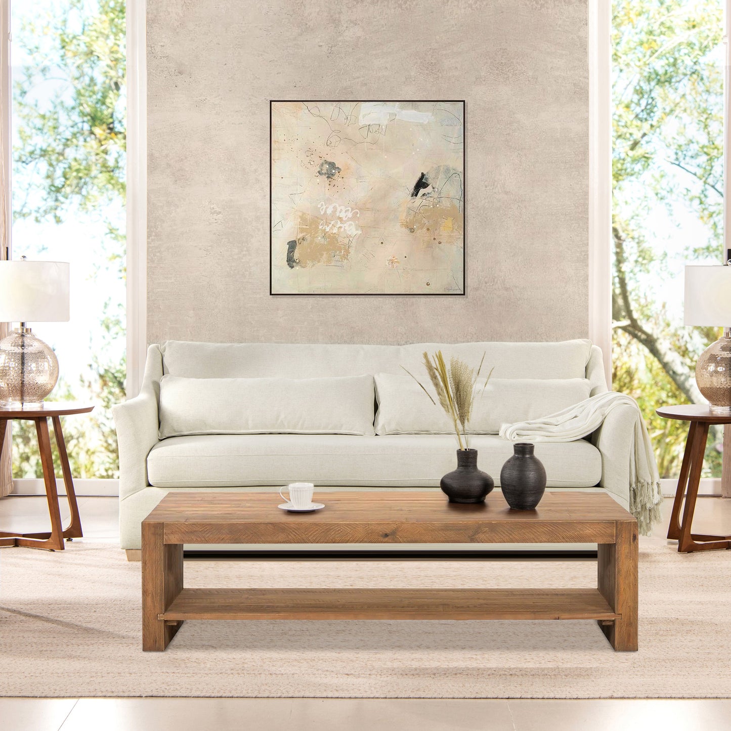 Citadell 83" Upholstered Sofa with Lumbar Pillow and Flared Arms