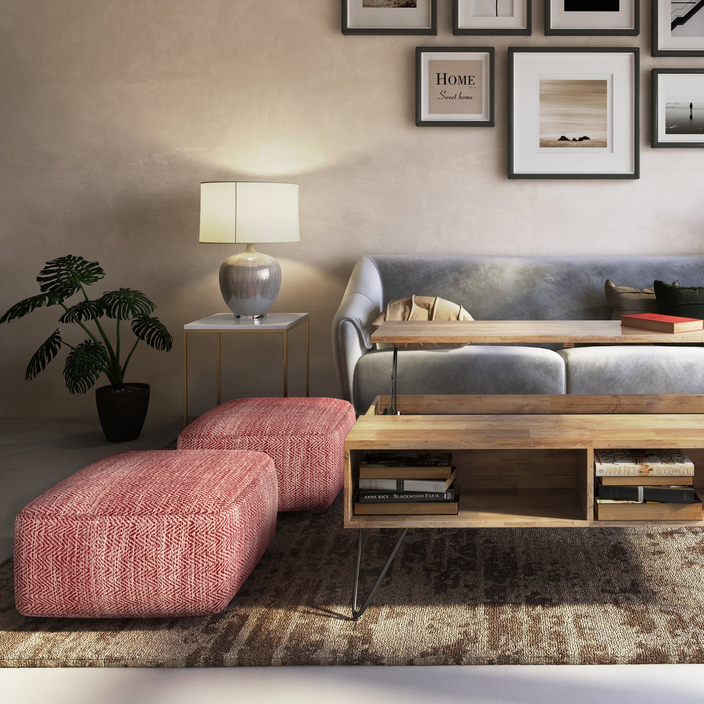 Spontaneity Hand-Woven Cotton Square Pouf