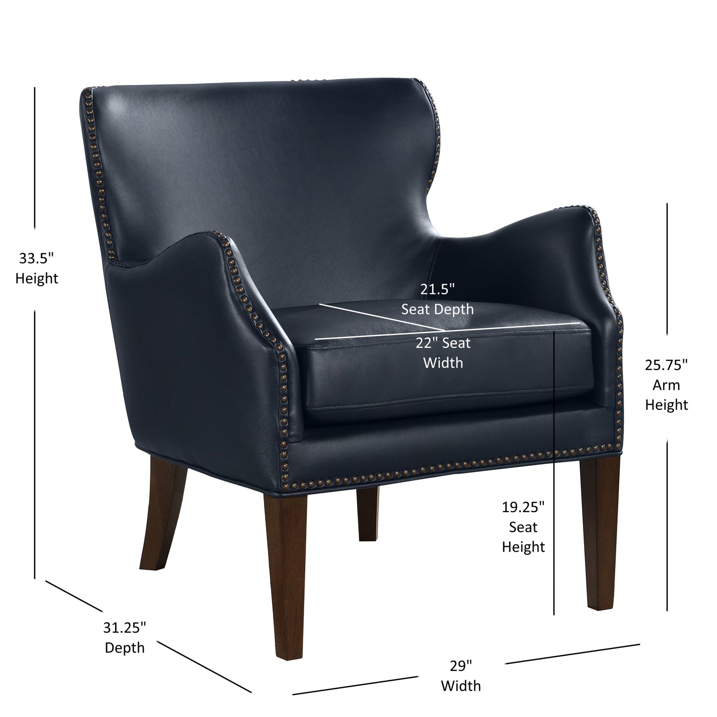 Erythrite Upholstered Accent Chair with Nailhead Trim and Removable Cushion