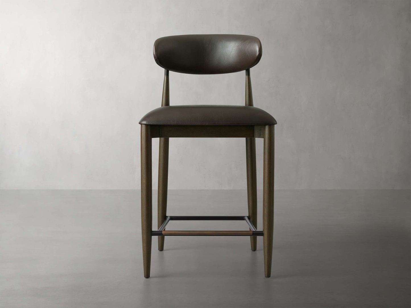Jagger Faux Leather Armless Stool in Cinder with Oil Rubbed Bronze