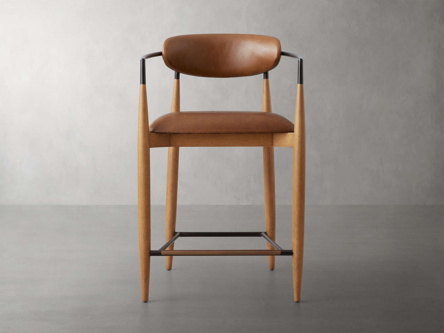 Jagger Faux Leather Stool in Natural with Oil Rubbed Bronze