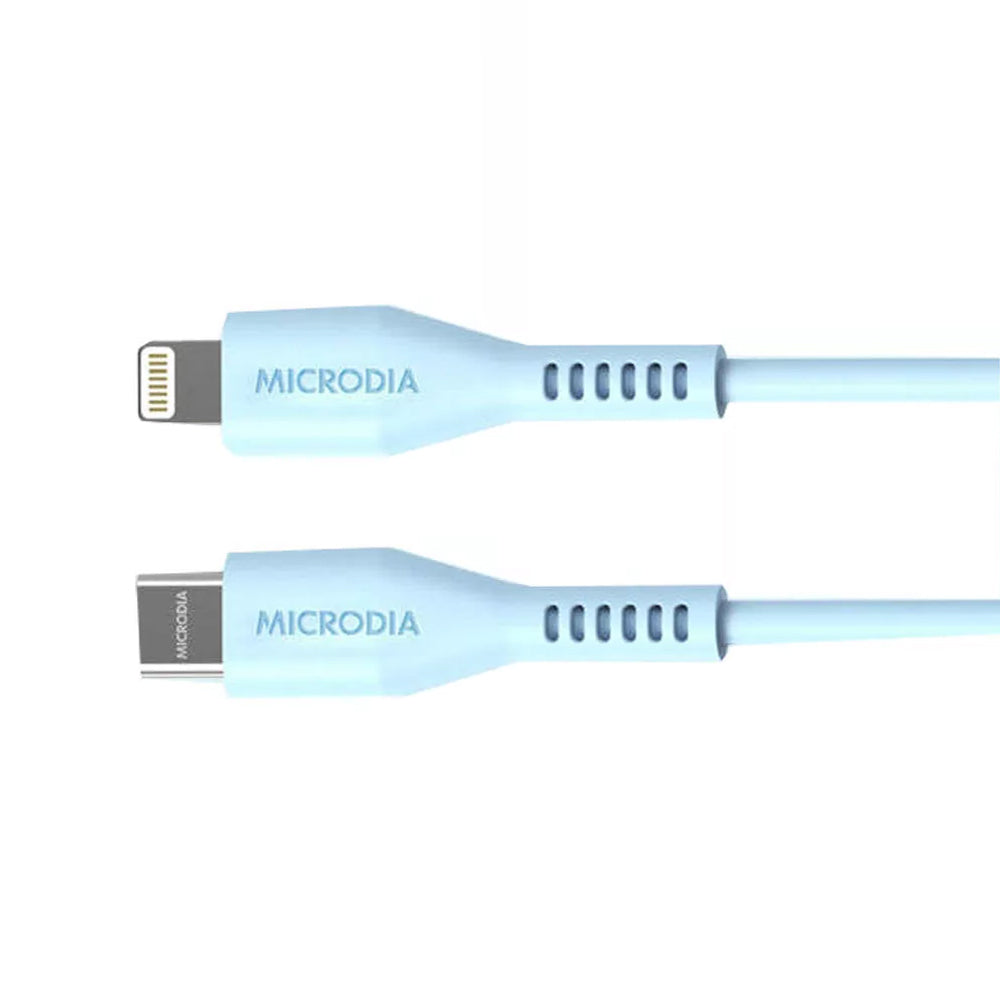 Microdia Fruitywire Silicone PD60W USB-C to 8-Pin Cable 2.6m (Baby Blue)