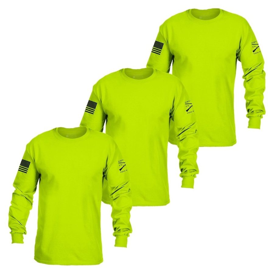 Basic Long Sleeve 3 Pack - Safety Green
