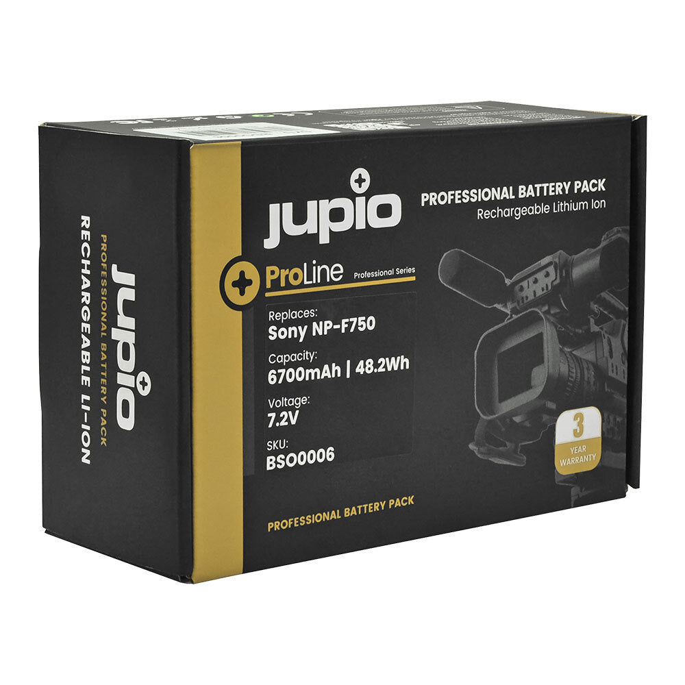 Jupio ProLine Li-ion 7.2V 6700mAh Battery For Sony NP-F750 Camera