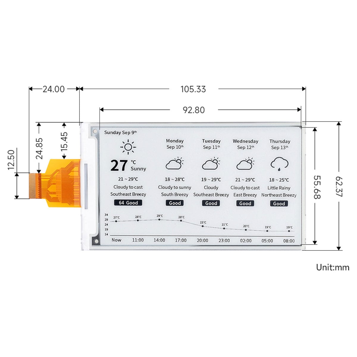 4.26" E-Paper Raw Display Panel (800x480)