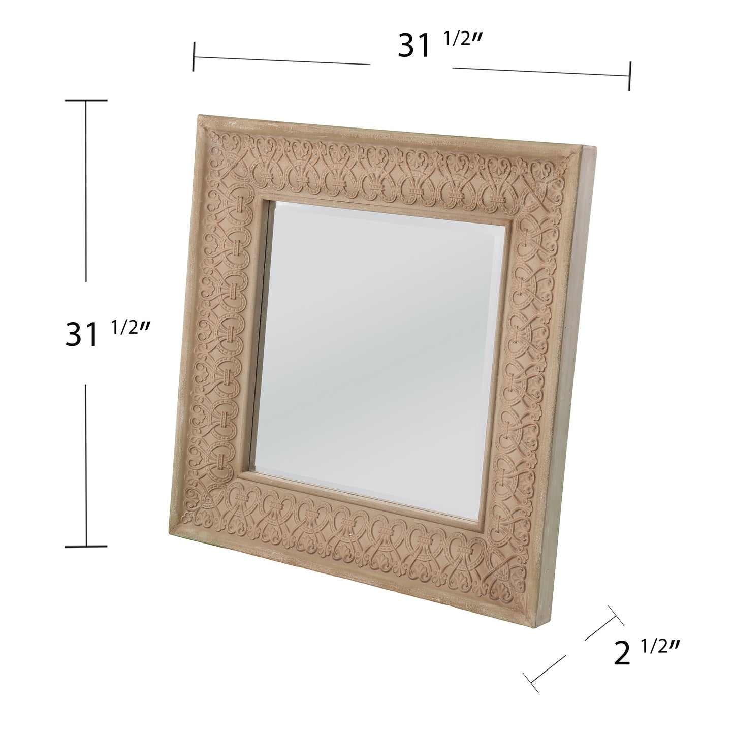 Square Wall Mirror with Intricate Detail