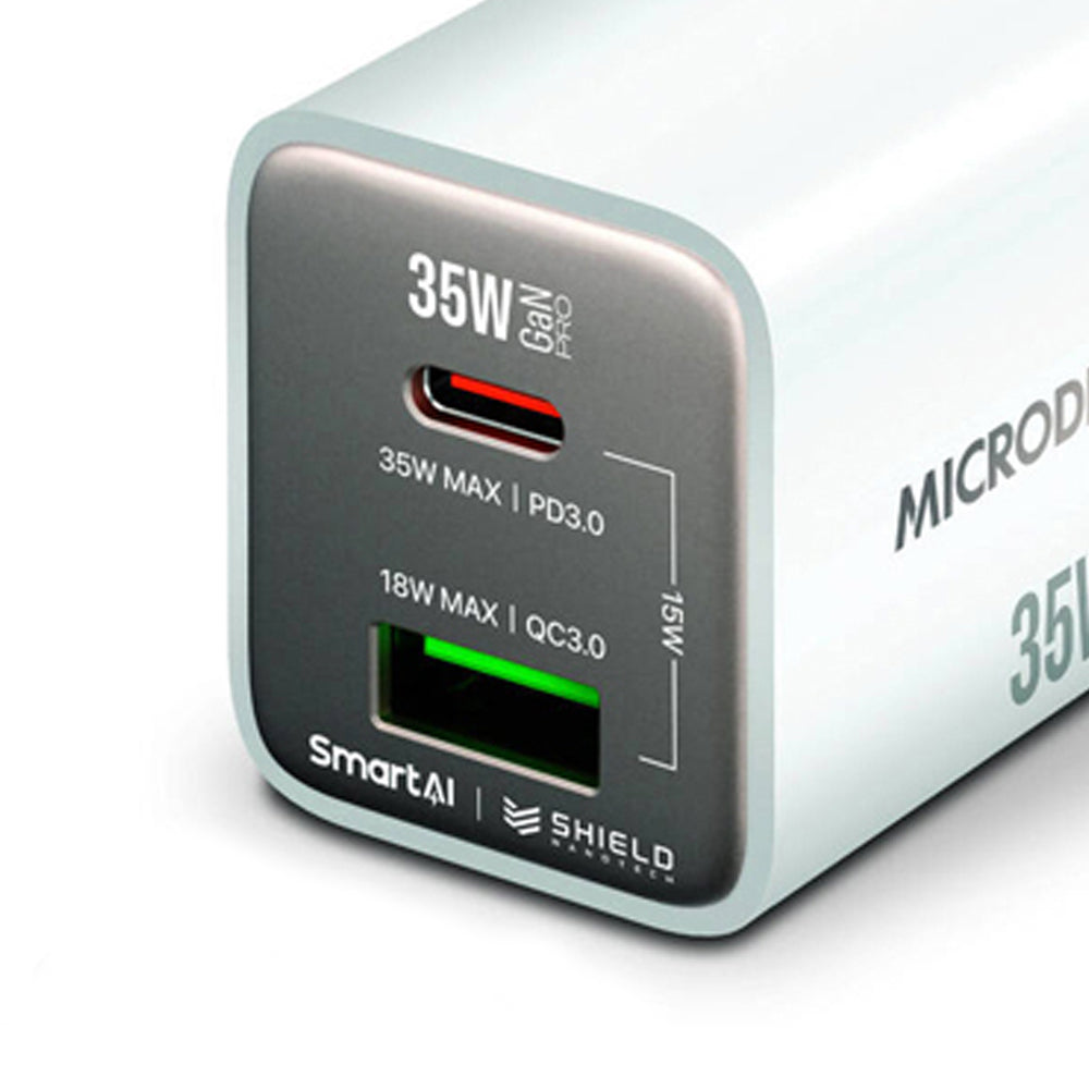 Microdia SmartCube Nano 35W Dual Port GaN Wall Charger (White)