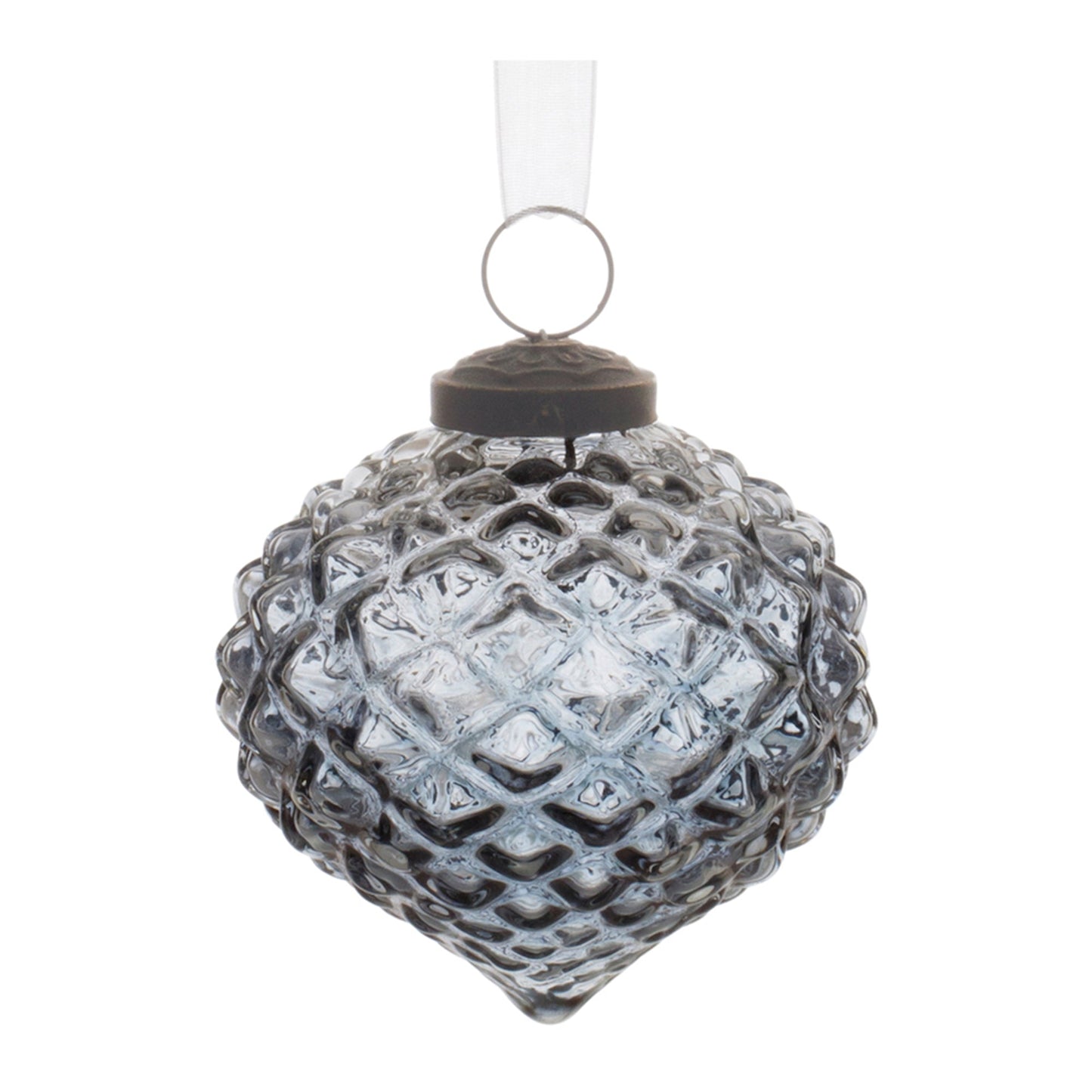 Blue Harlequin Glass Onion Ornament, Set of 4