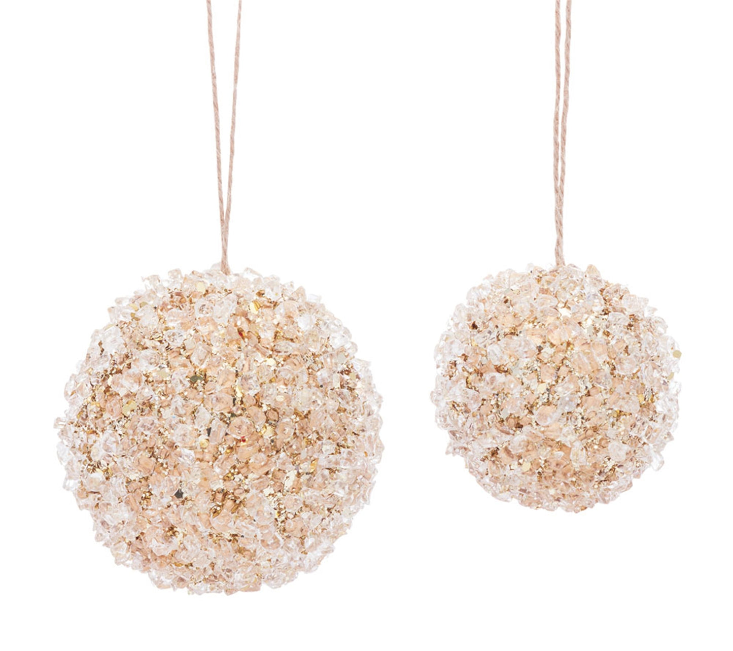Gold Beaded Acrylic Ball Ornament, Set of 8