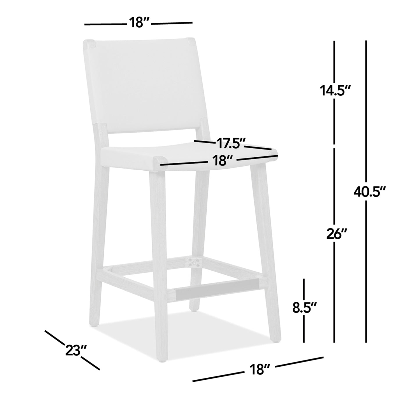 Counter Stool with Wood Frame, Open Back and Footrest