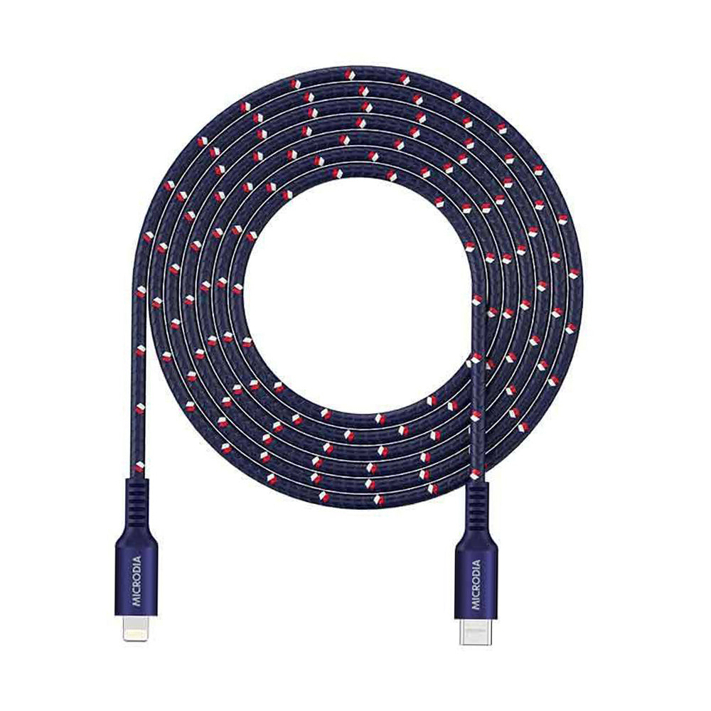 Microdia ExeCable Tweed PD60W USB-C to 8-Pin Cable 2.6m (Navy)