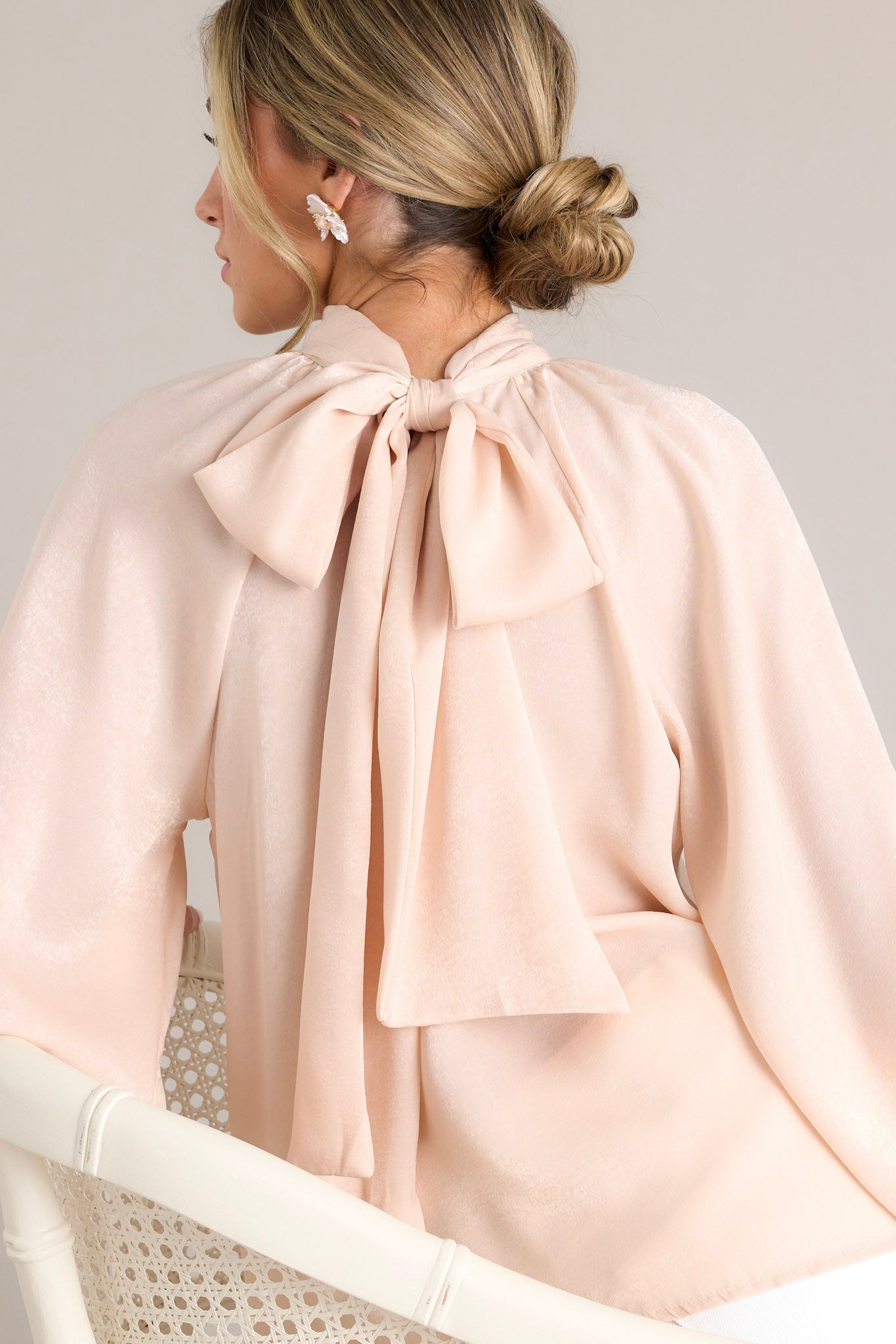 World Class Blush Pink Bow Tie Blouse